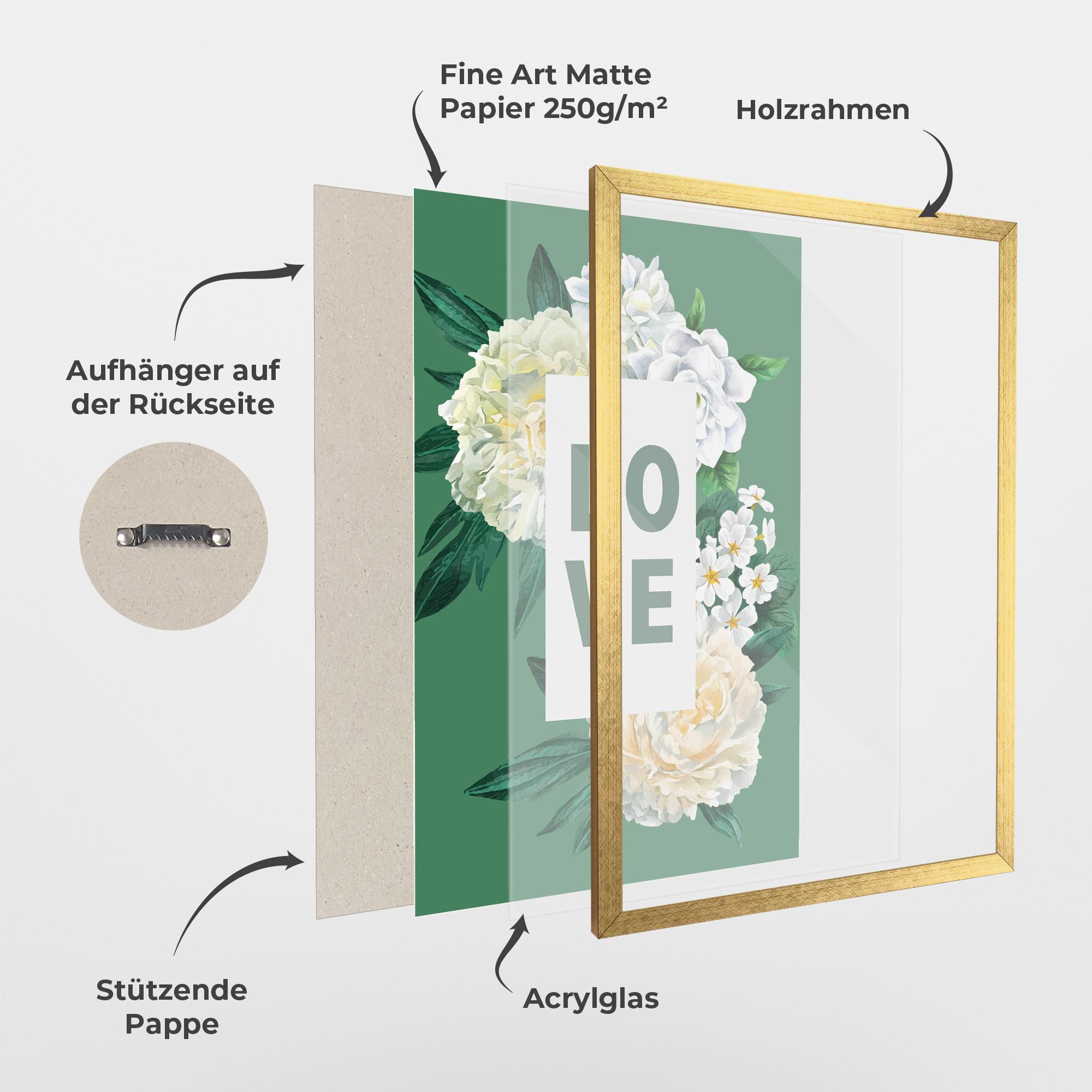 Gerahmte Poster Love Green Rose mockup 1