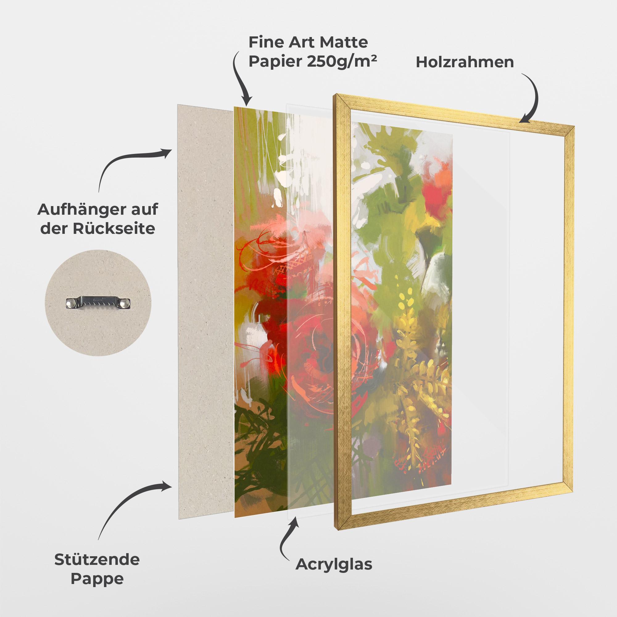 Gerahmte Poster Red Rose Painting mockup 1