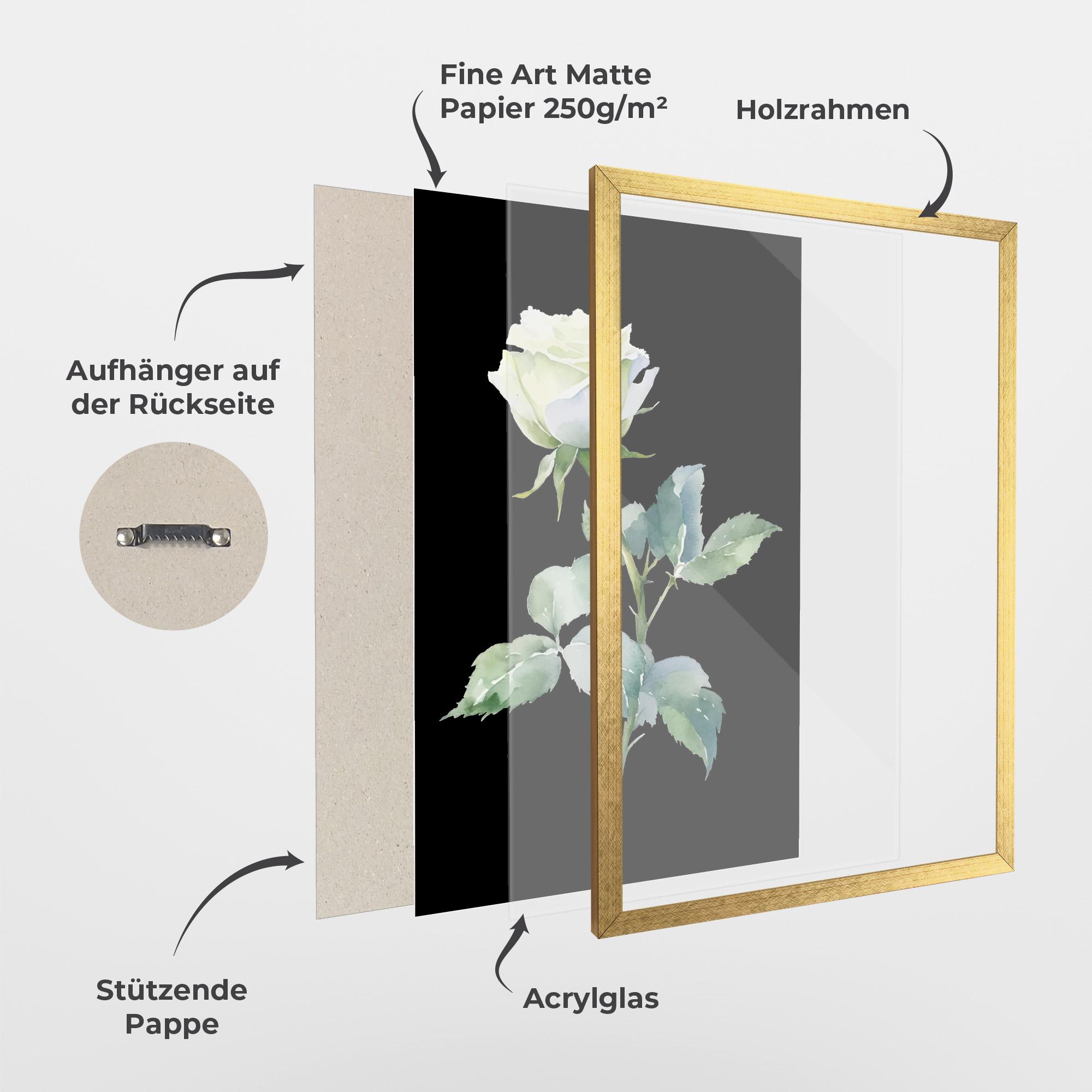 Gerahmte Poster White Rose mockup 1