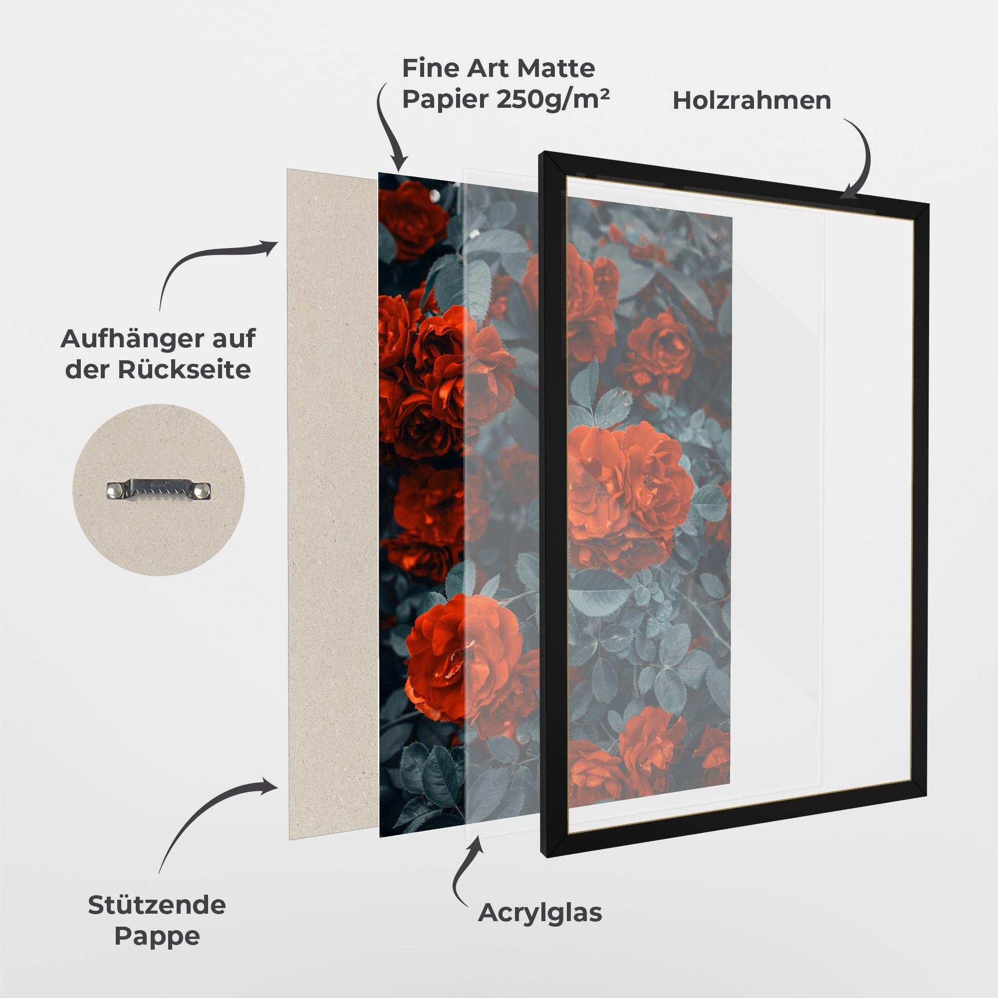 Gerahmte Poster Bright Red Rose mockup 1