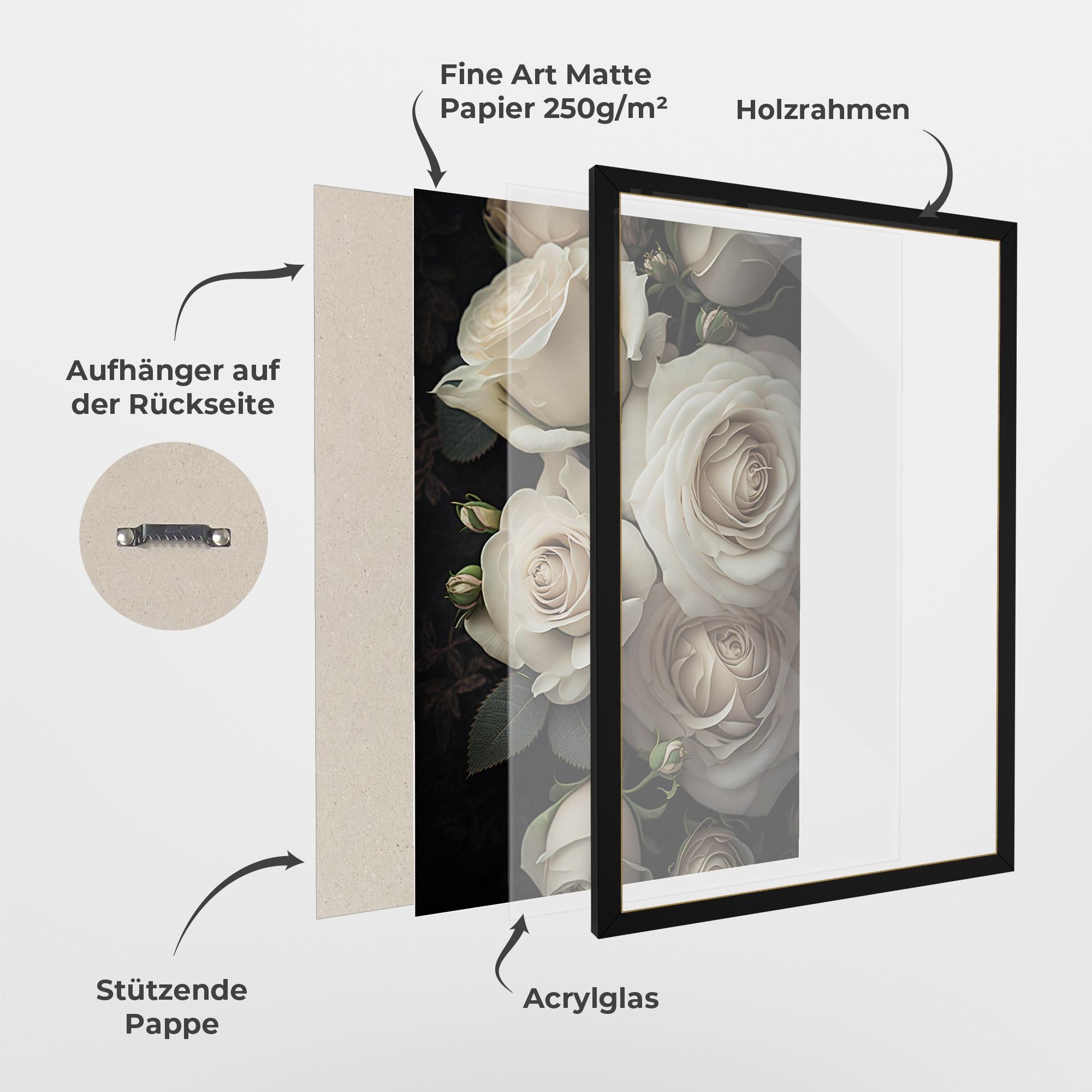 Gerahmte Poster Cream Roses Close Up mockup 1