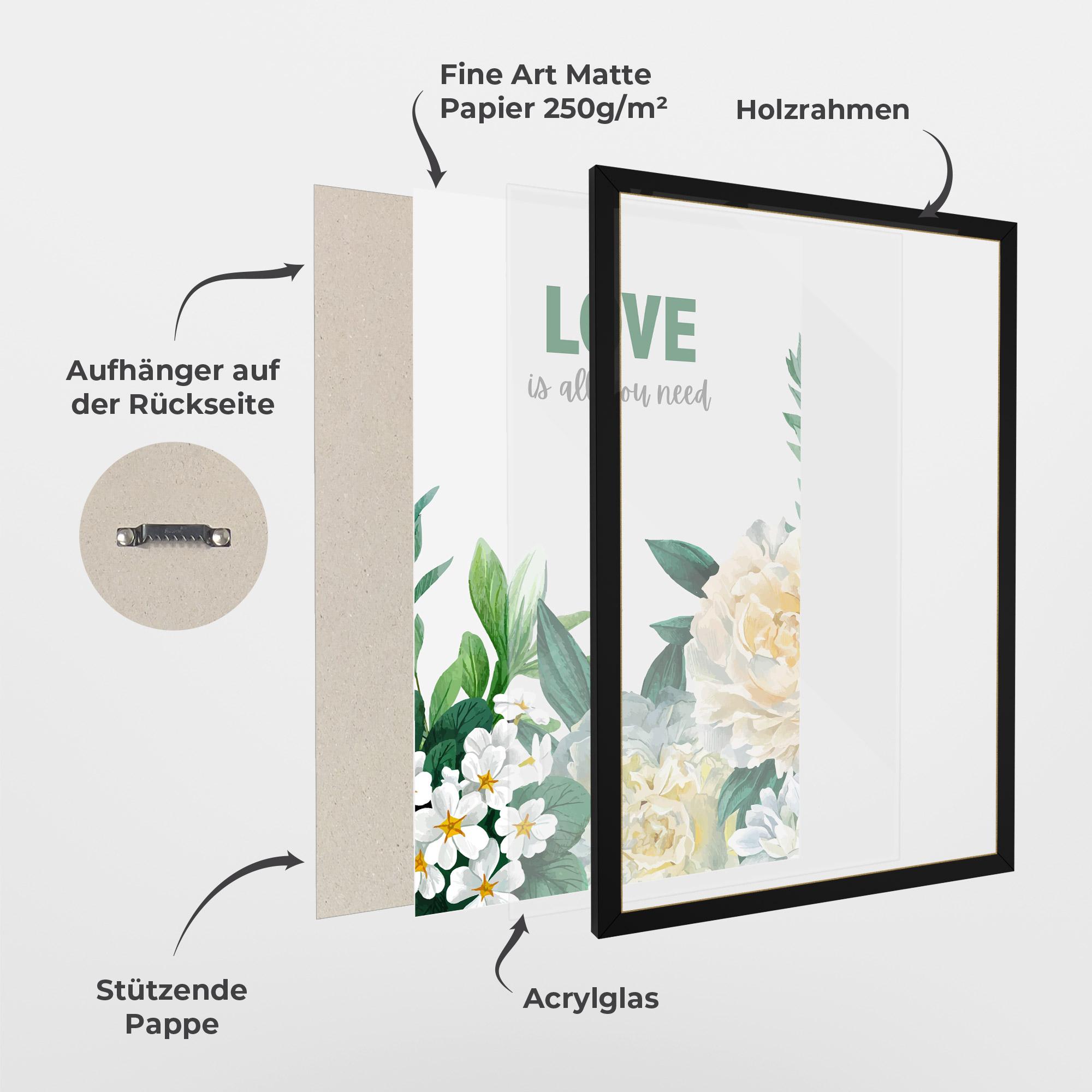 Gerahmte Poster Green Rose Love mockup 1