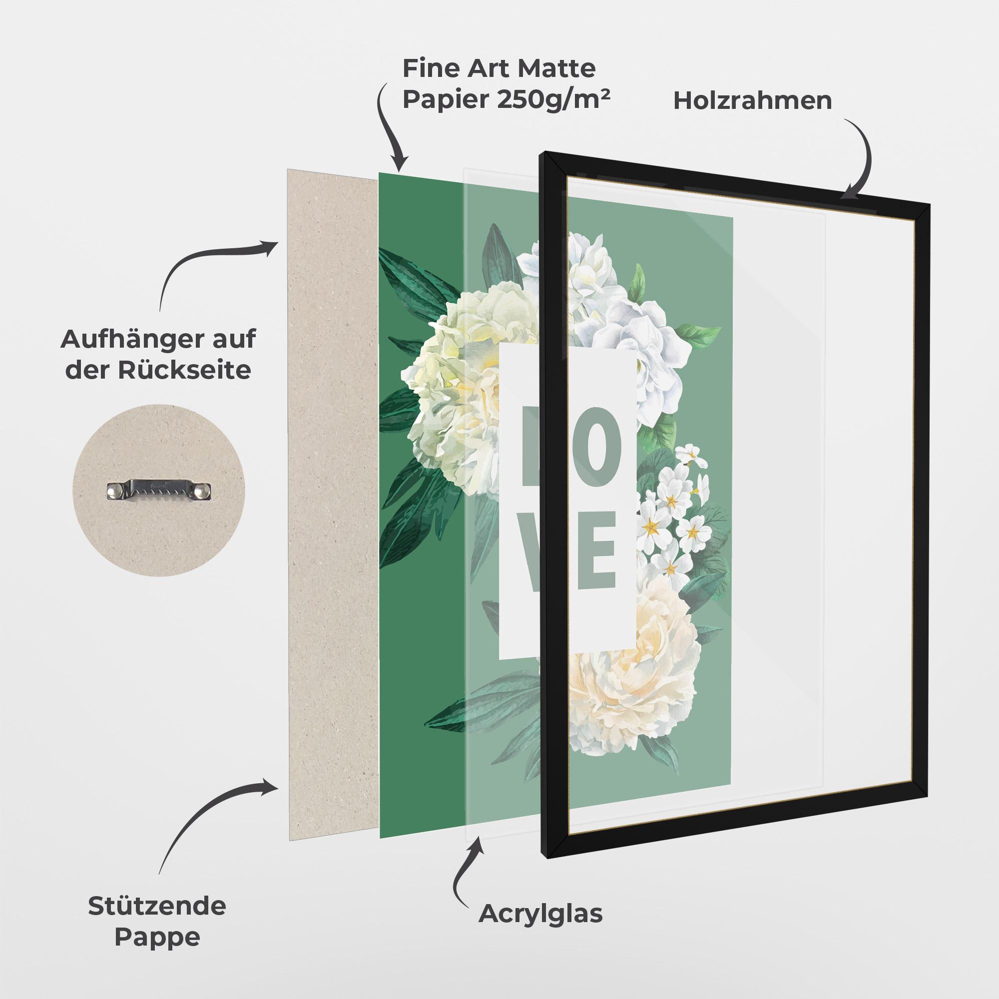 Gerahmte Poster Love Green Rose mockup 1