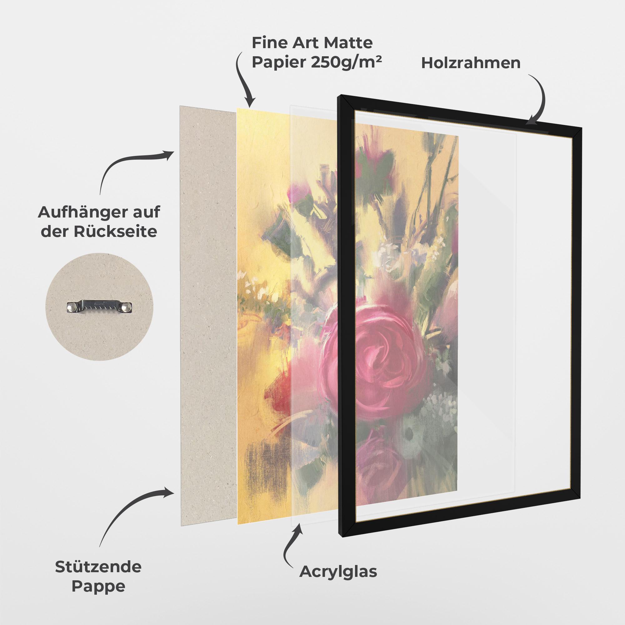 Gerahmte Poster Pink Rose Painting mockup 1