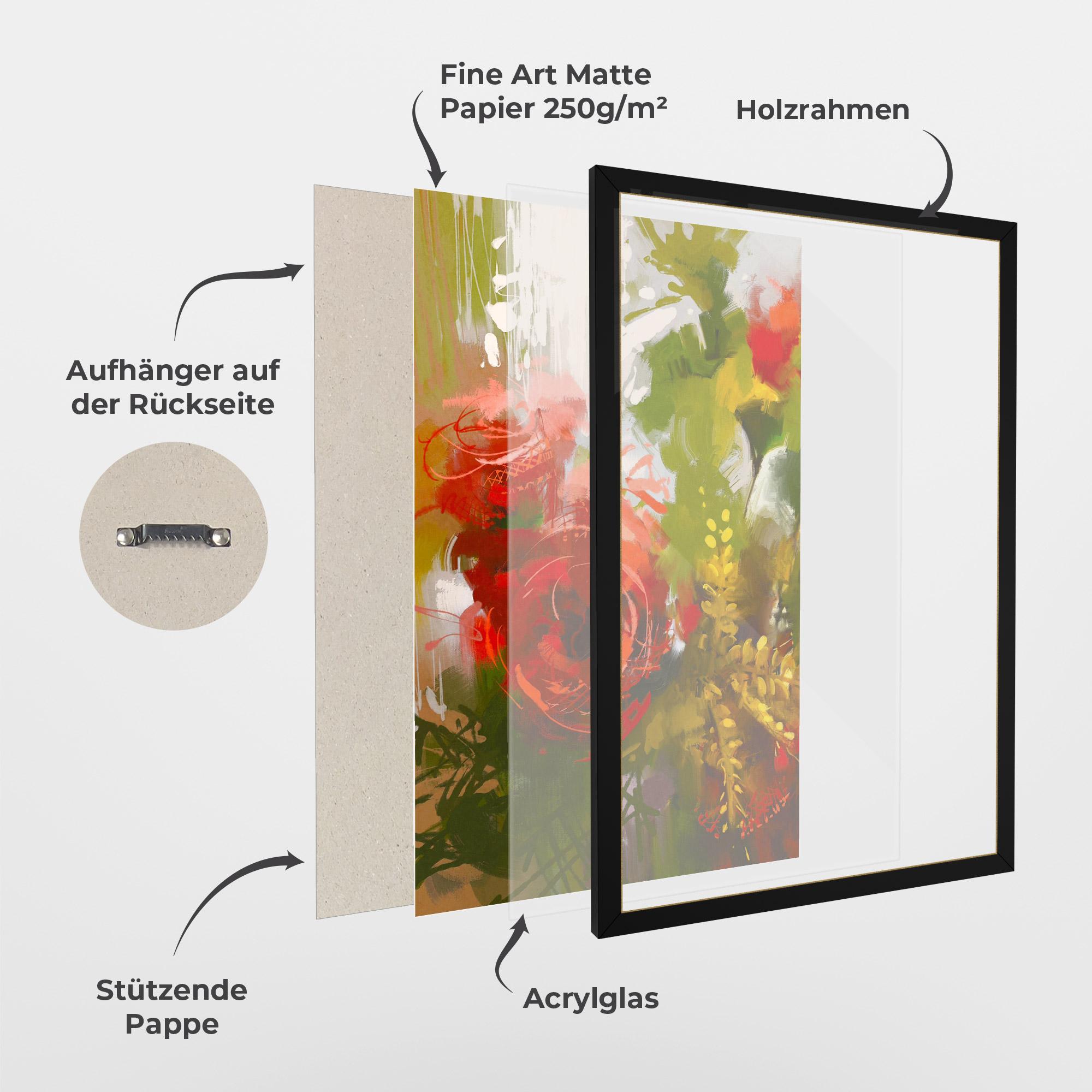 Gerahmte Poster Red Rose Painting mockup 1