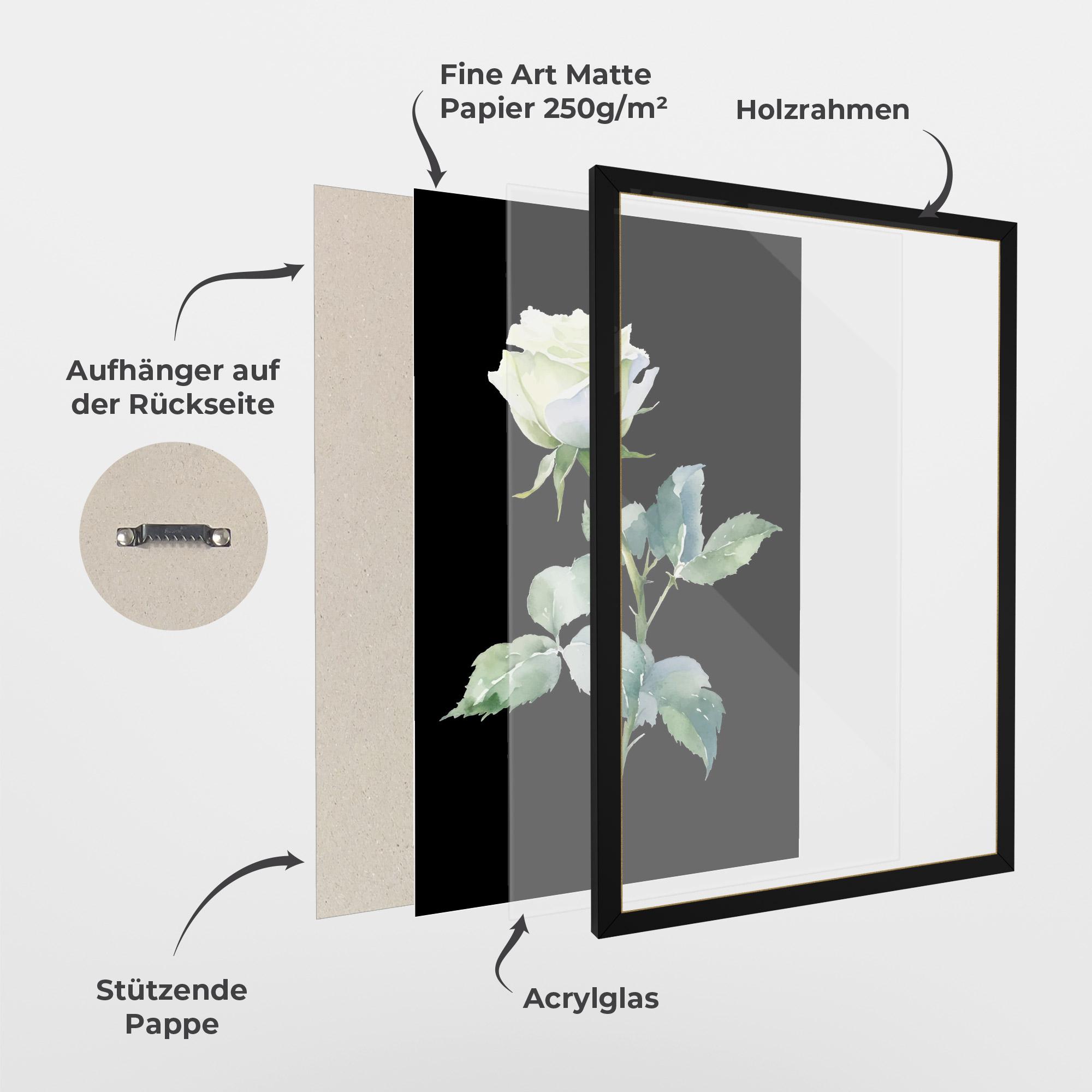 Gerahmte Poster White Rose mockup 1
