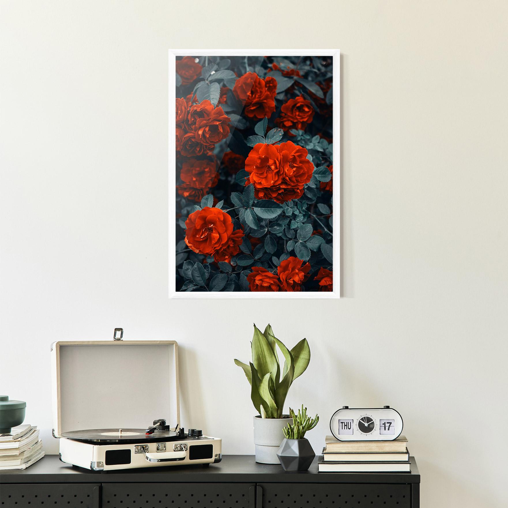 Gerahmte Poster Bright Red Rose mockup 2