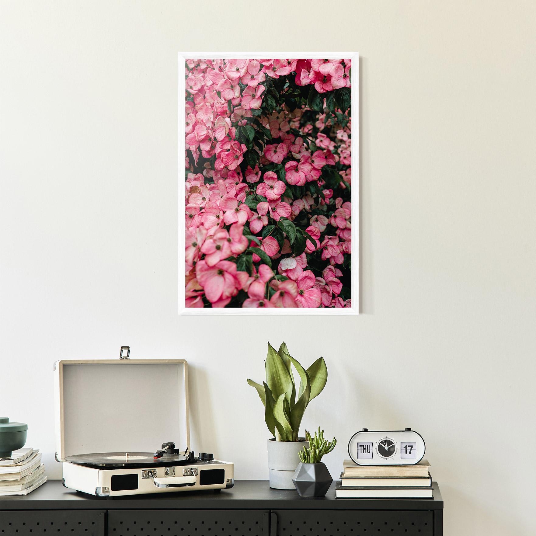Gerahmte Poster Pink Rose Flower Tree mockup 2