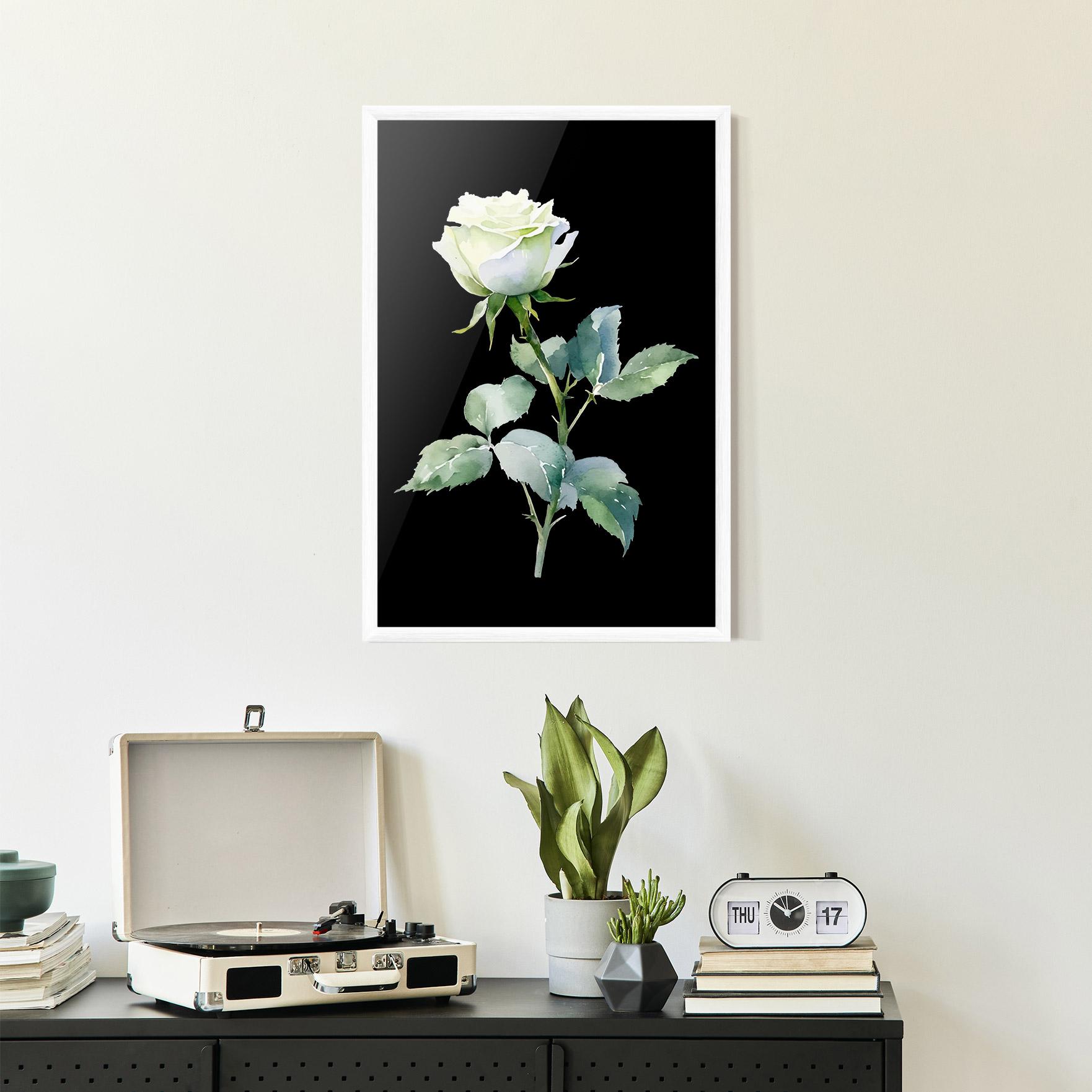 Gerahmte Poster White Rose mockup 2
