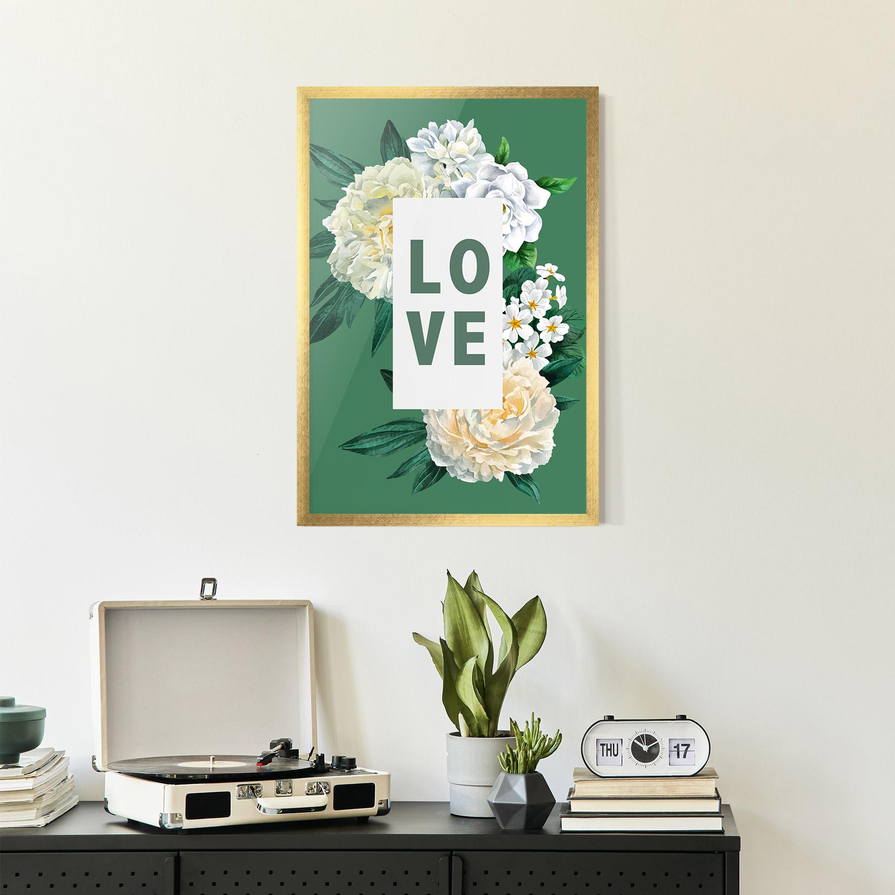 Gerahmte Poster Love Green Rose mockup 2
