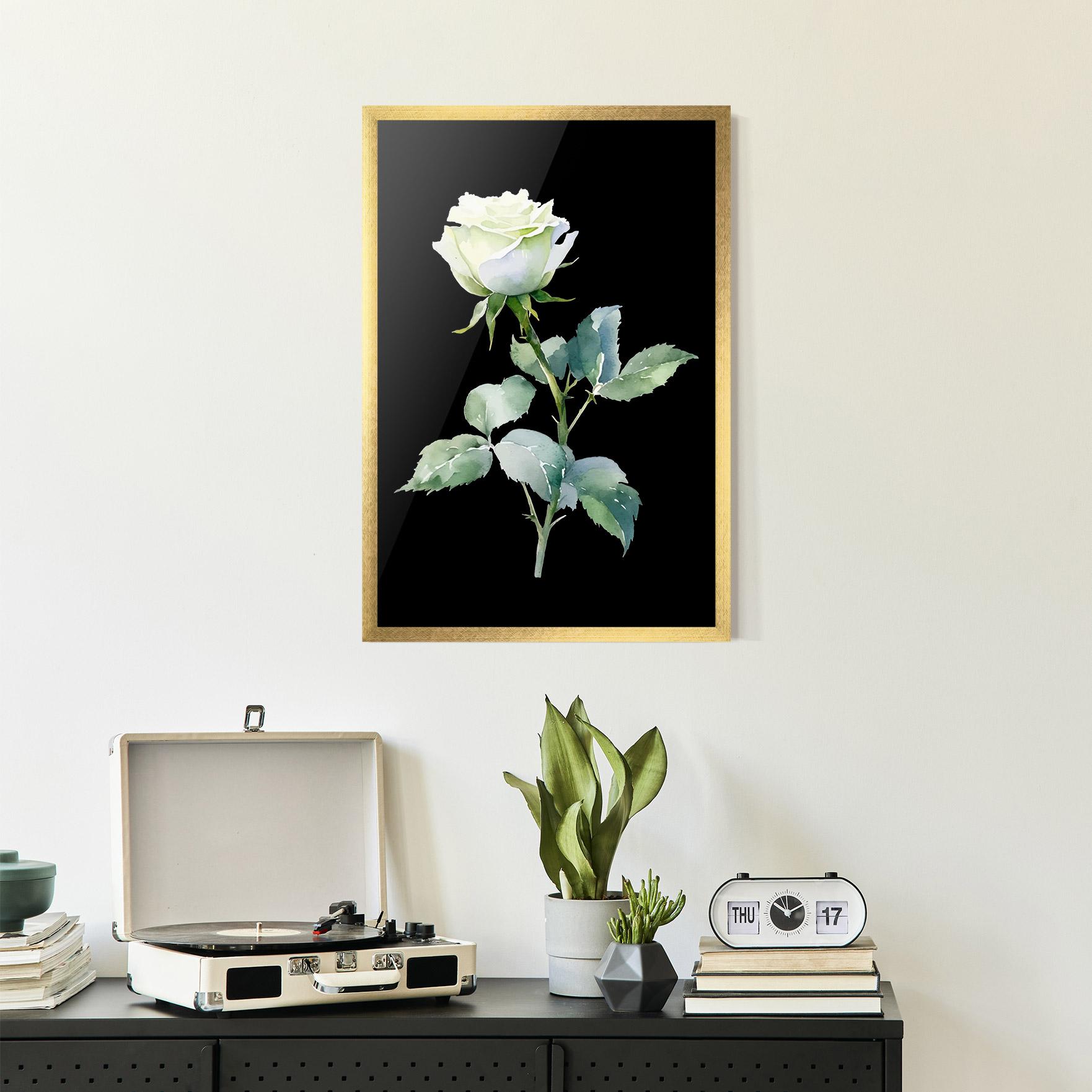 Gerahmte Poster White Rose mockup 2