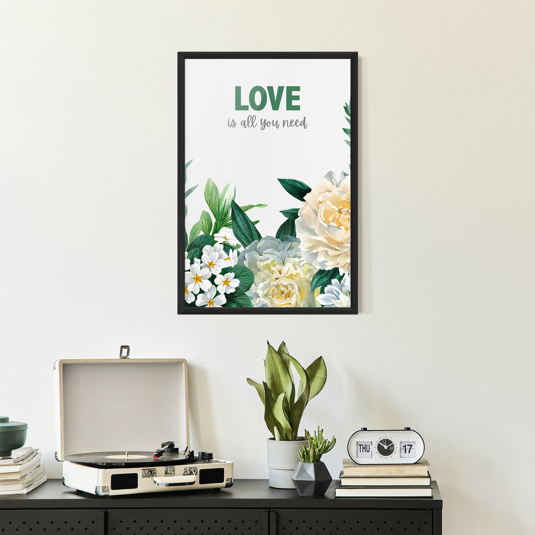 Gerahmte Poster Green Rose Love mockup 2