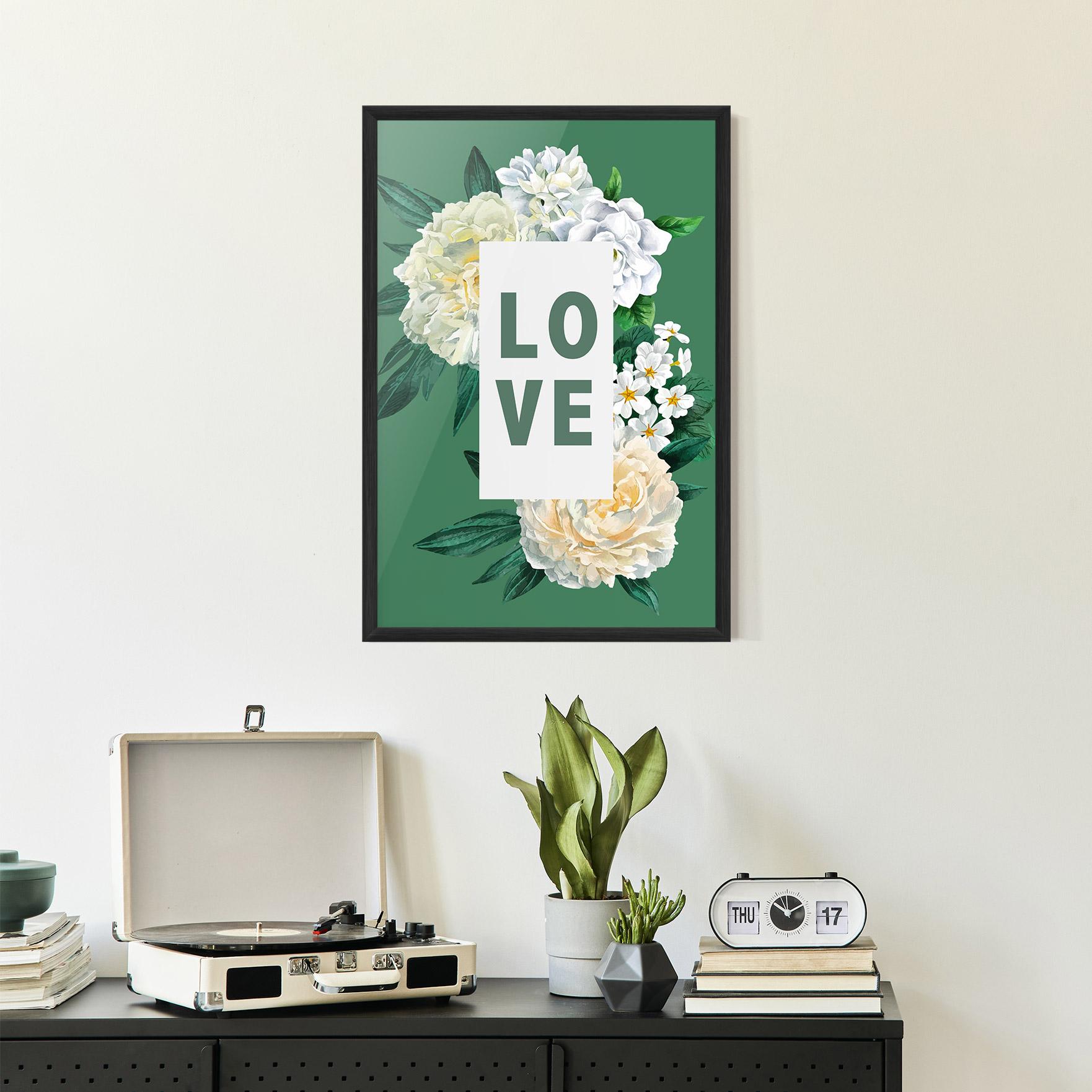 Gerahmte Poster Love Green Rose mockup 2