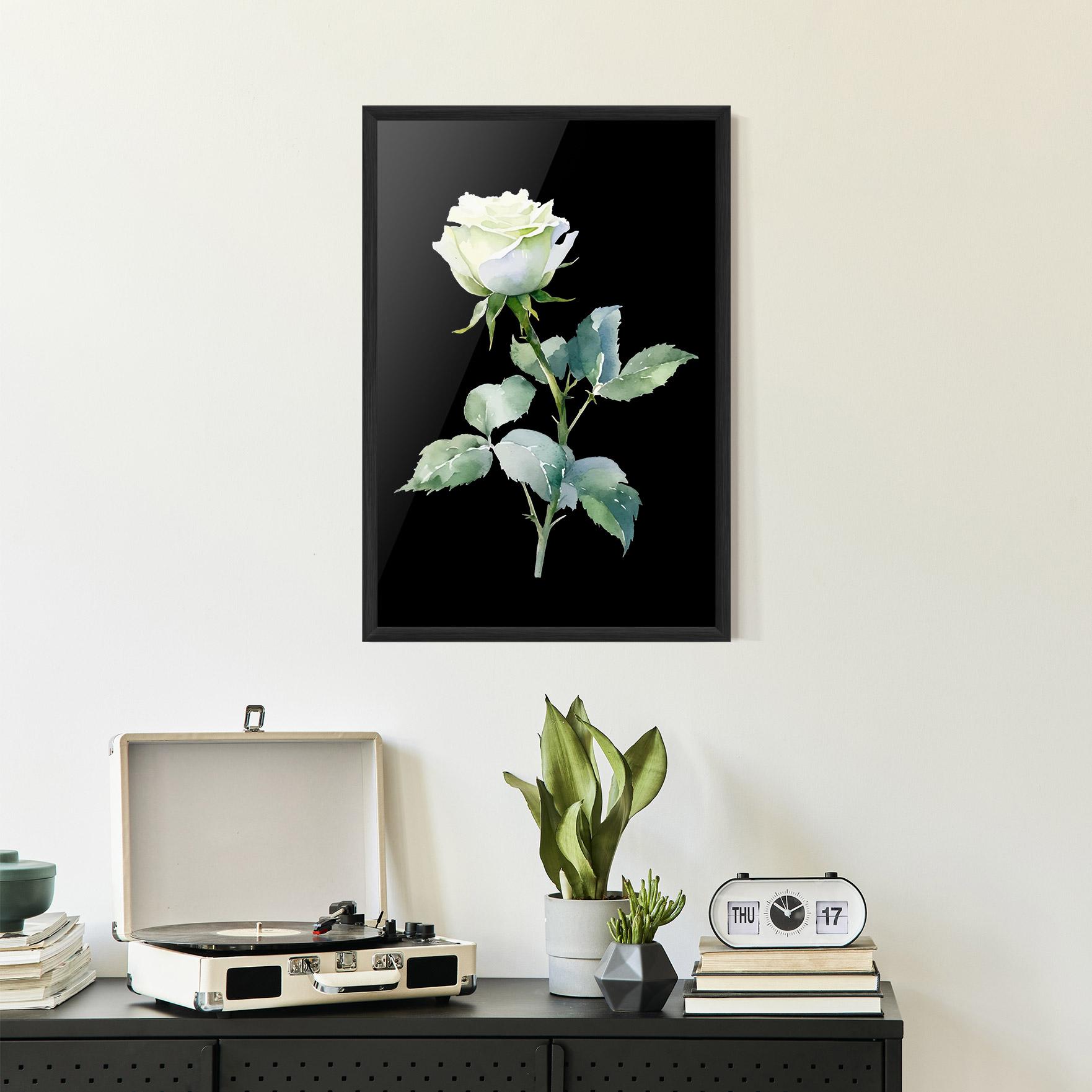 Gerahmte Poster White Rose mockup 2