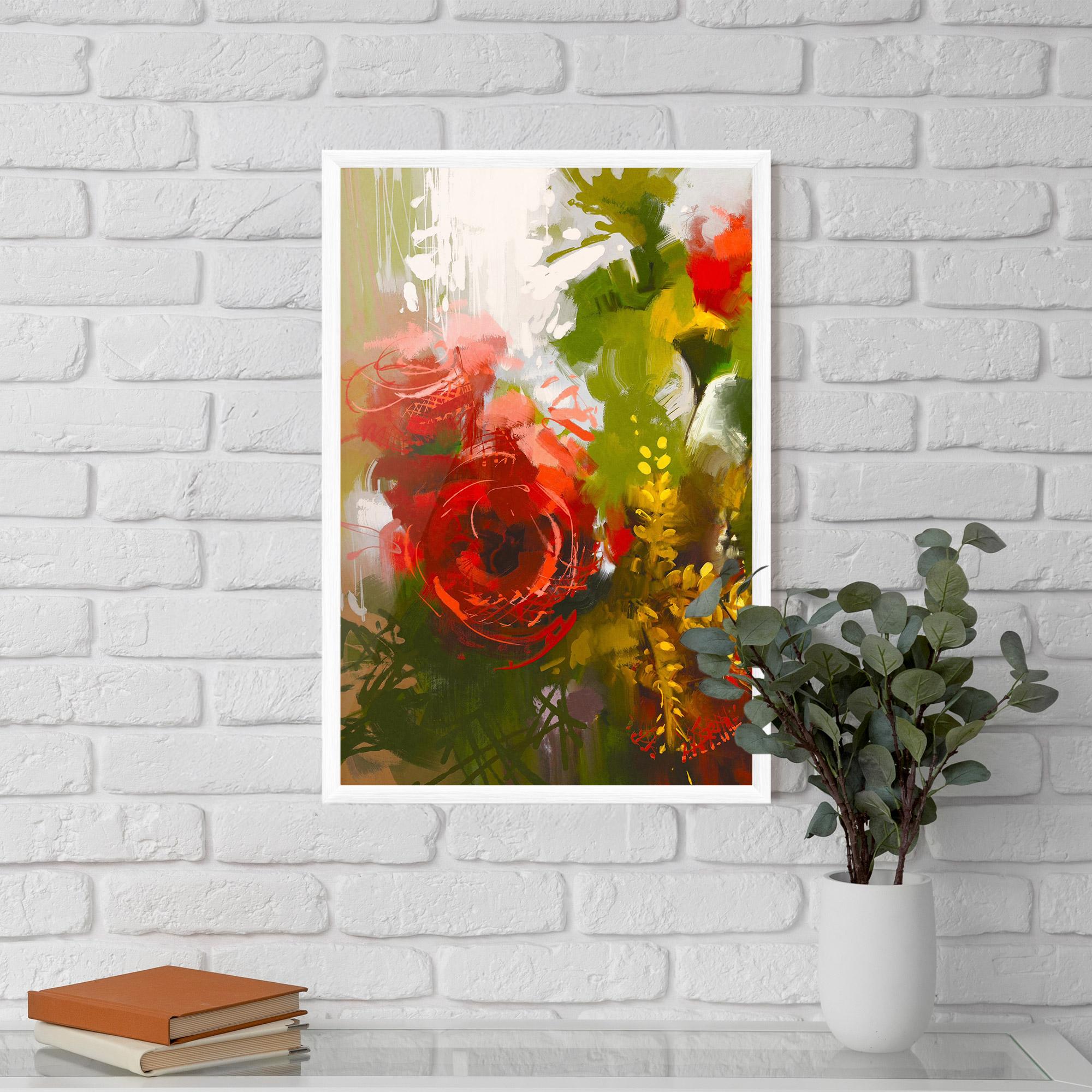 Gerahmte Poster Red Rose Painting mockup 5