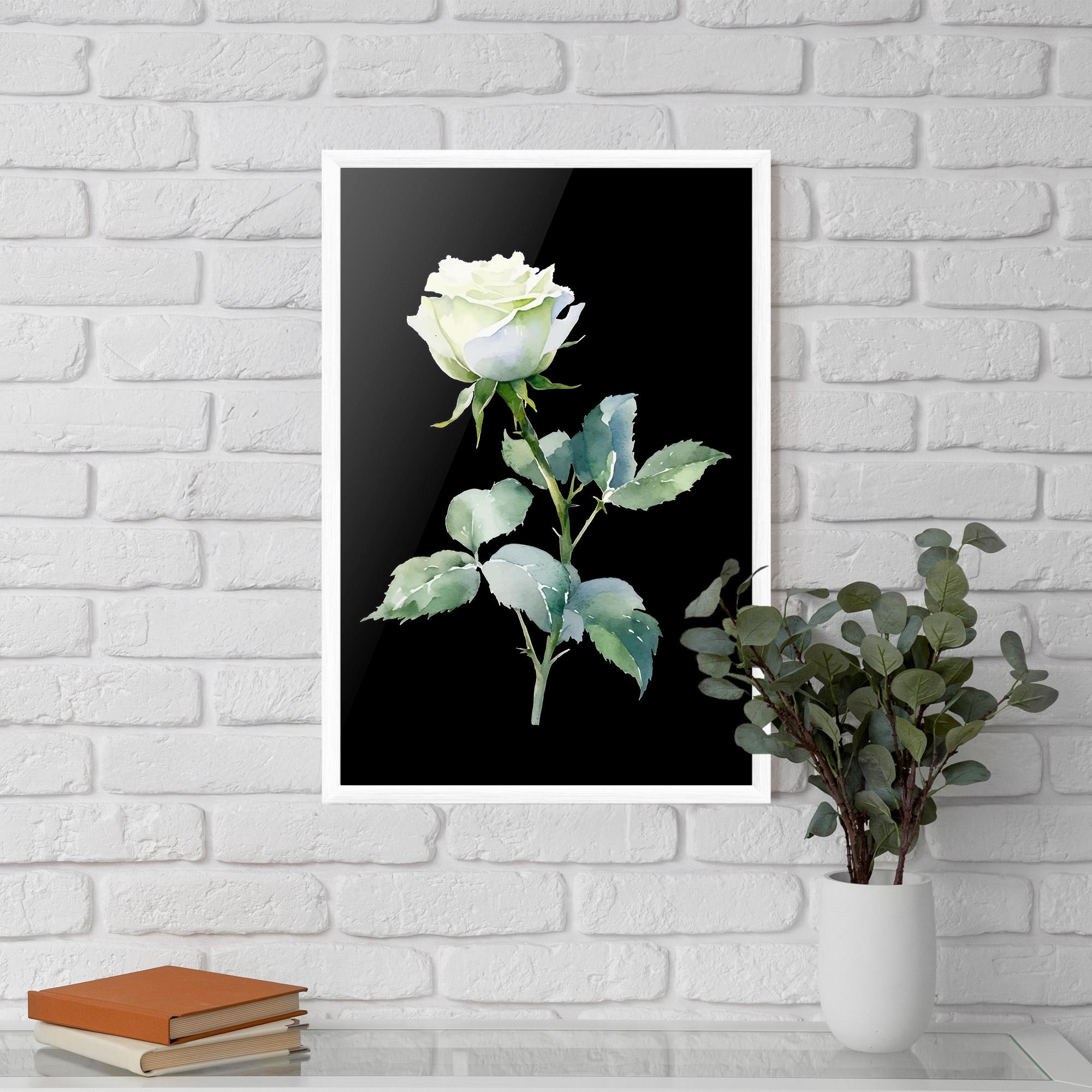 Gerahmte Poster White Rose mockup 5