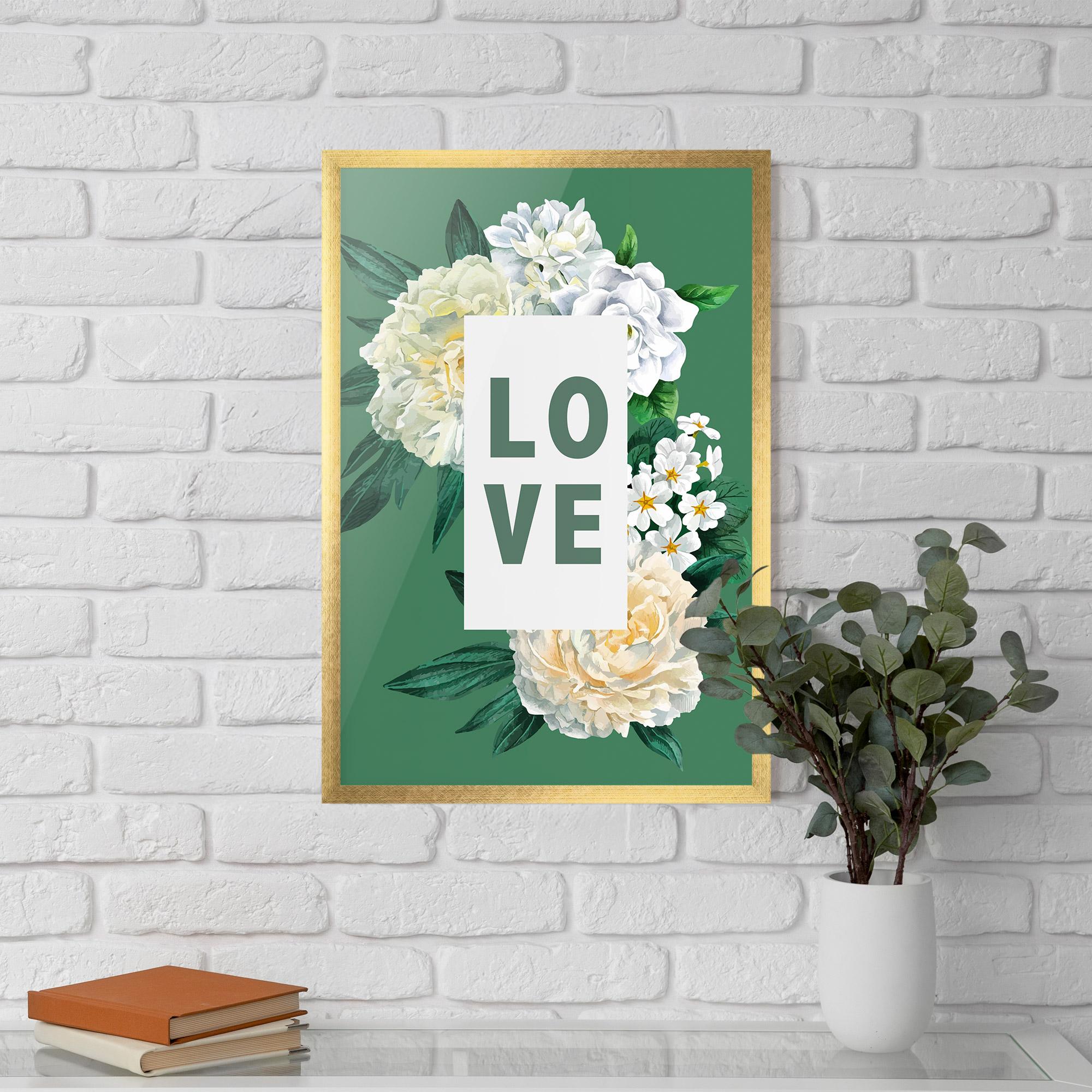 Gerahmte Poster Love Green Rose mockup 5