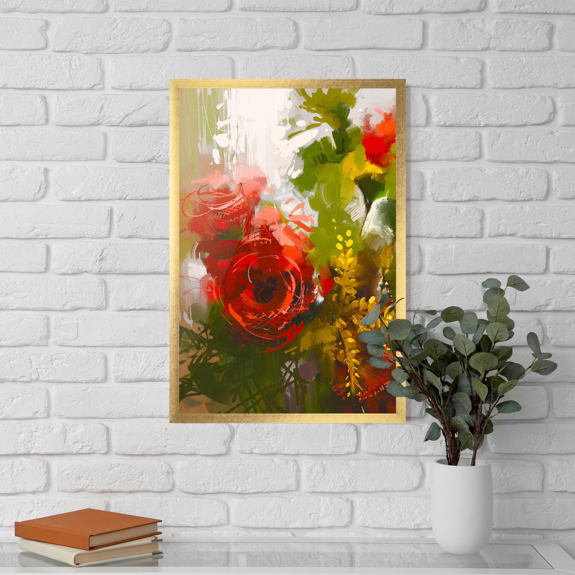 Gerahmte Poster Red Rose Painting mockup 5
