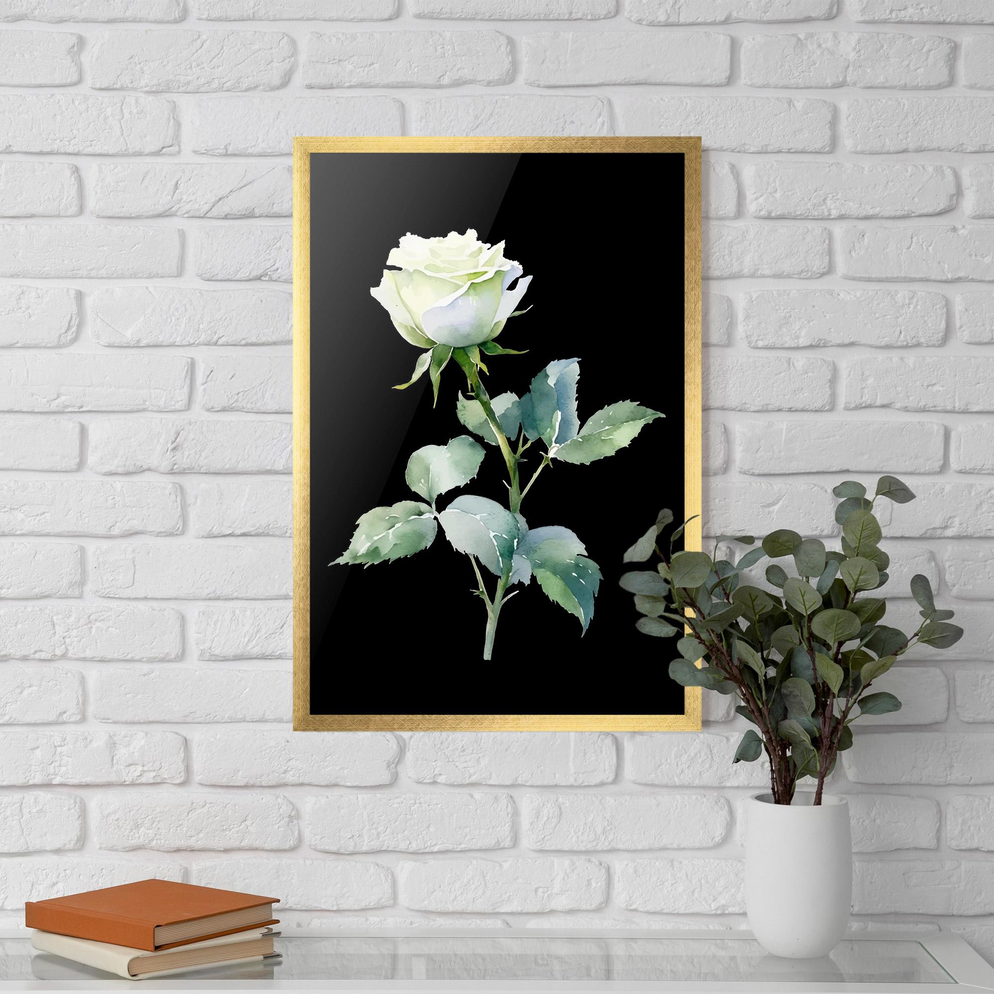 Gerahmte Poster White Rose mockup 5