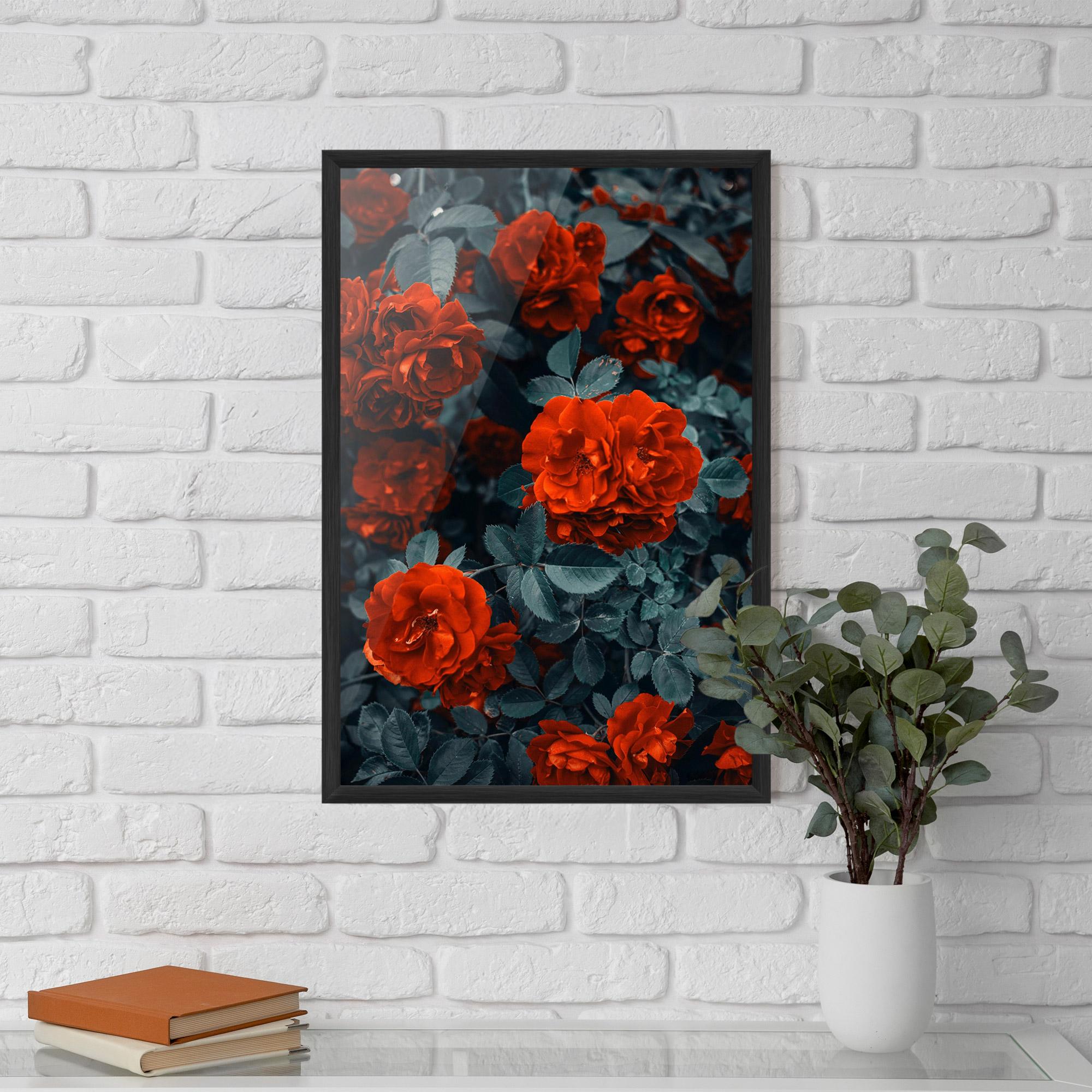Gerahmte Poster Bright Red Rose mockup 5