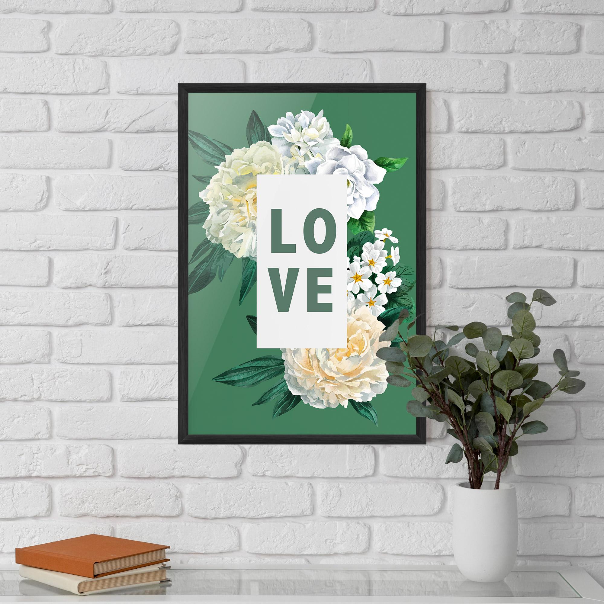 Gerahmte Poster Love Green Rose mockup 5