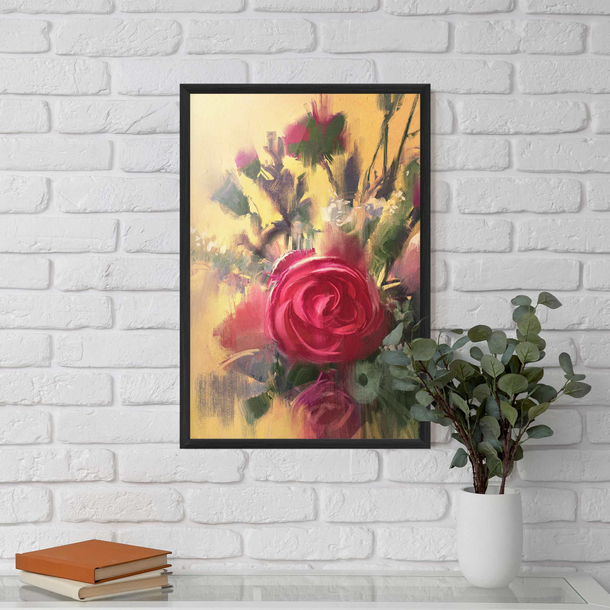 Gerahmte Poster Pink Rose Painting mockup 5