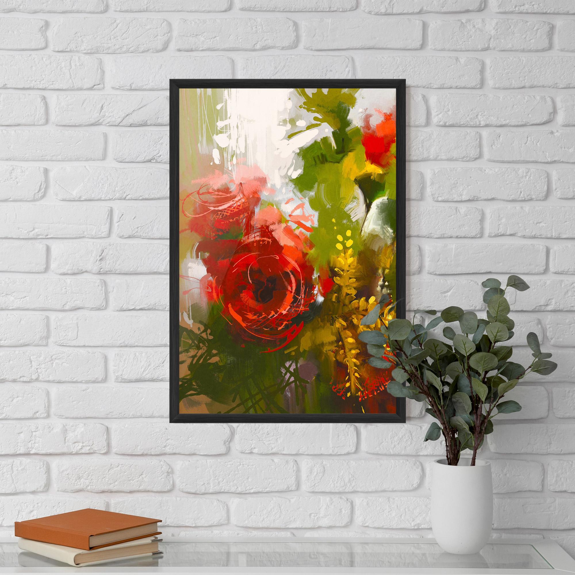 Gerahmte Poster Red Rose Painting mockup 5