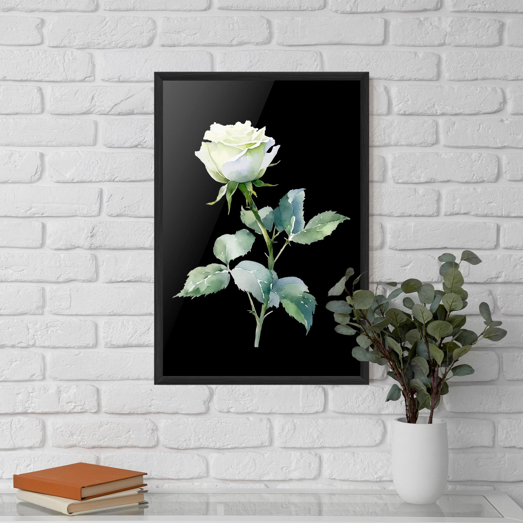 Gerahmte Poster White Rose mockup 5