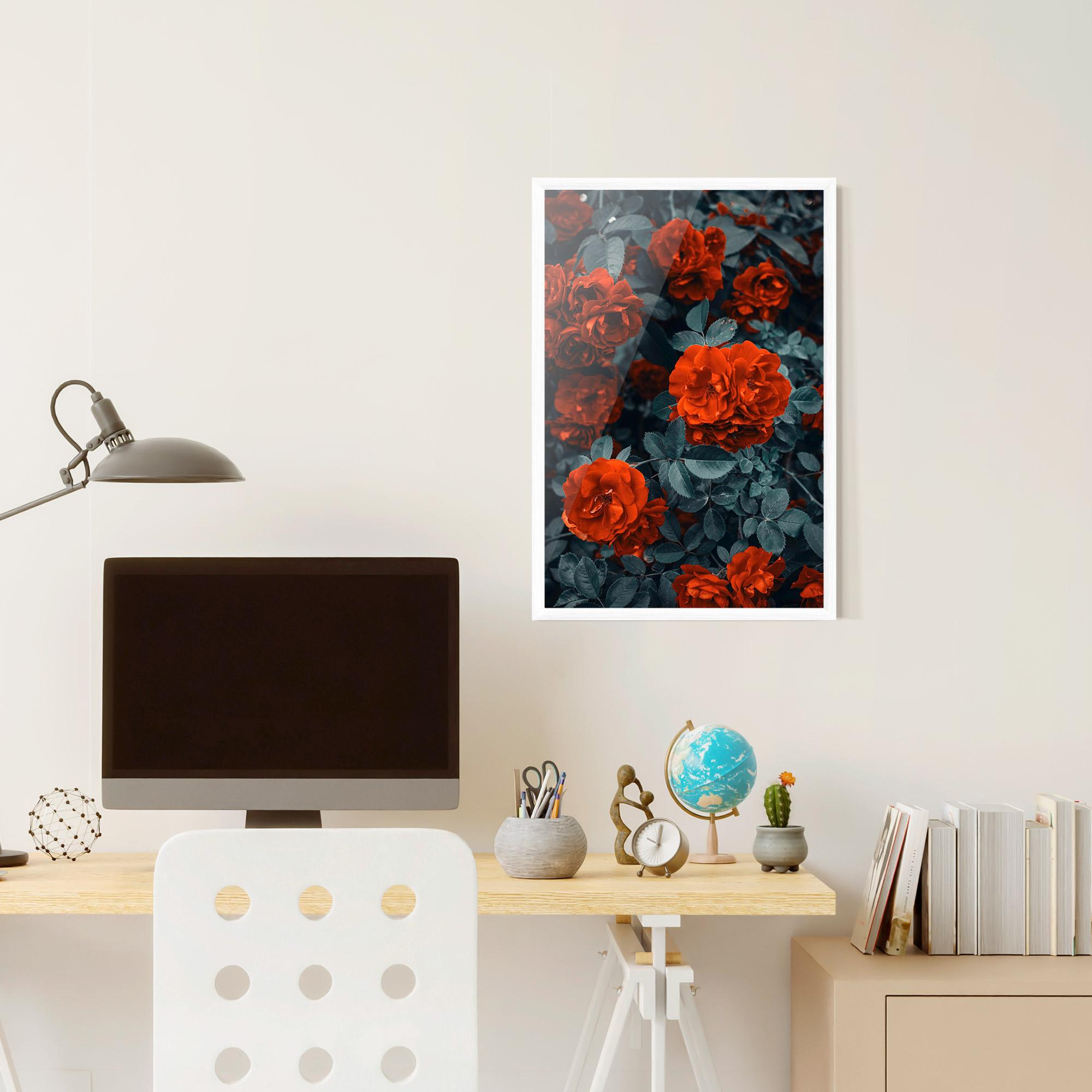 Gerahmte Poster Bright Red Rose mockup 6