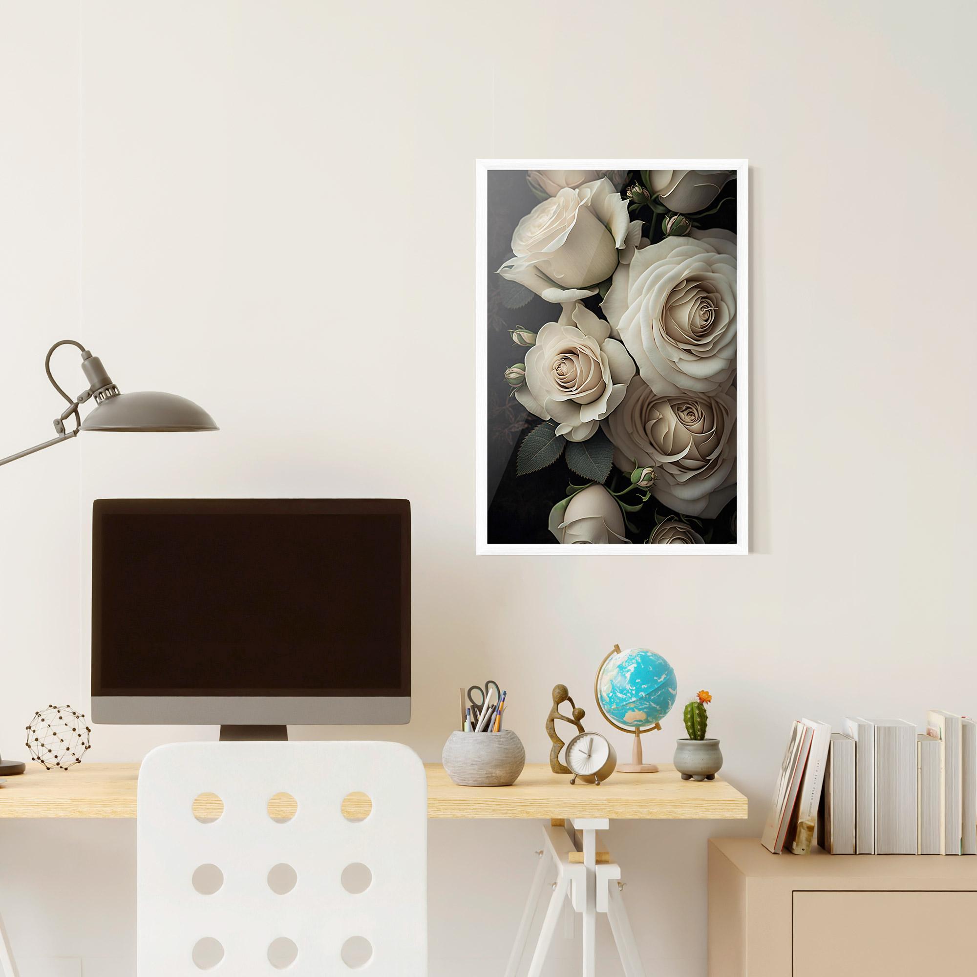 Gerahmte Poster Cream Roses Close Up mockup 6