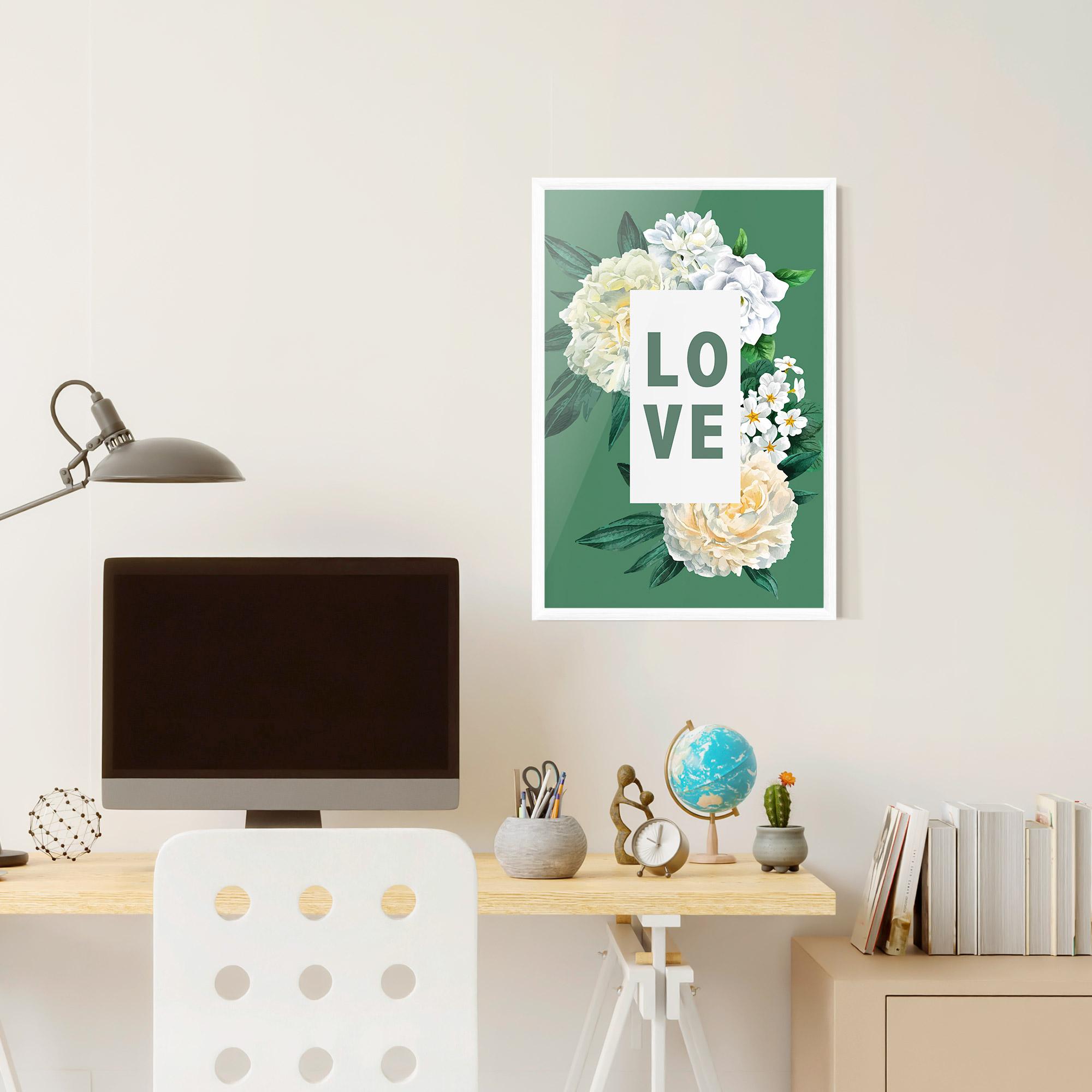 Gerahmte Poster Love Green Rose mockup 6