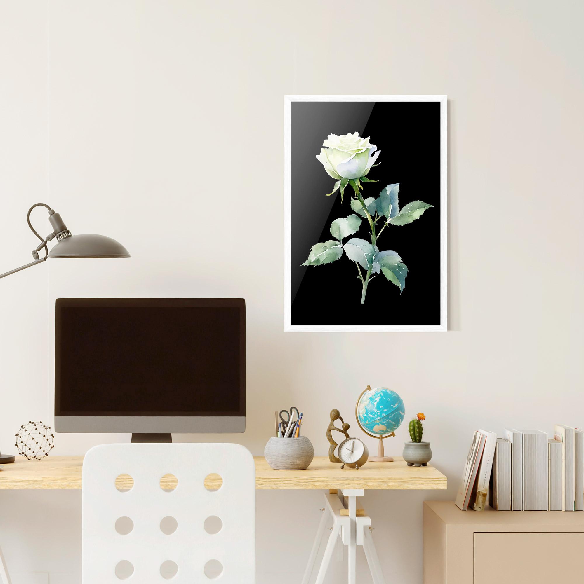 Gerahmte Poster White Rose mockup 6