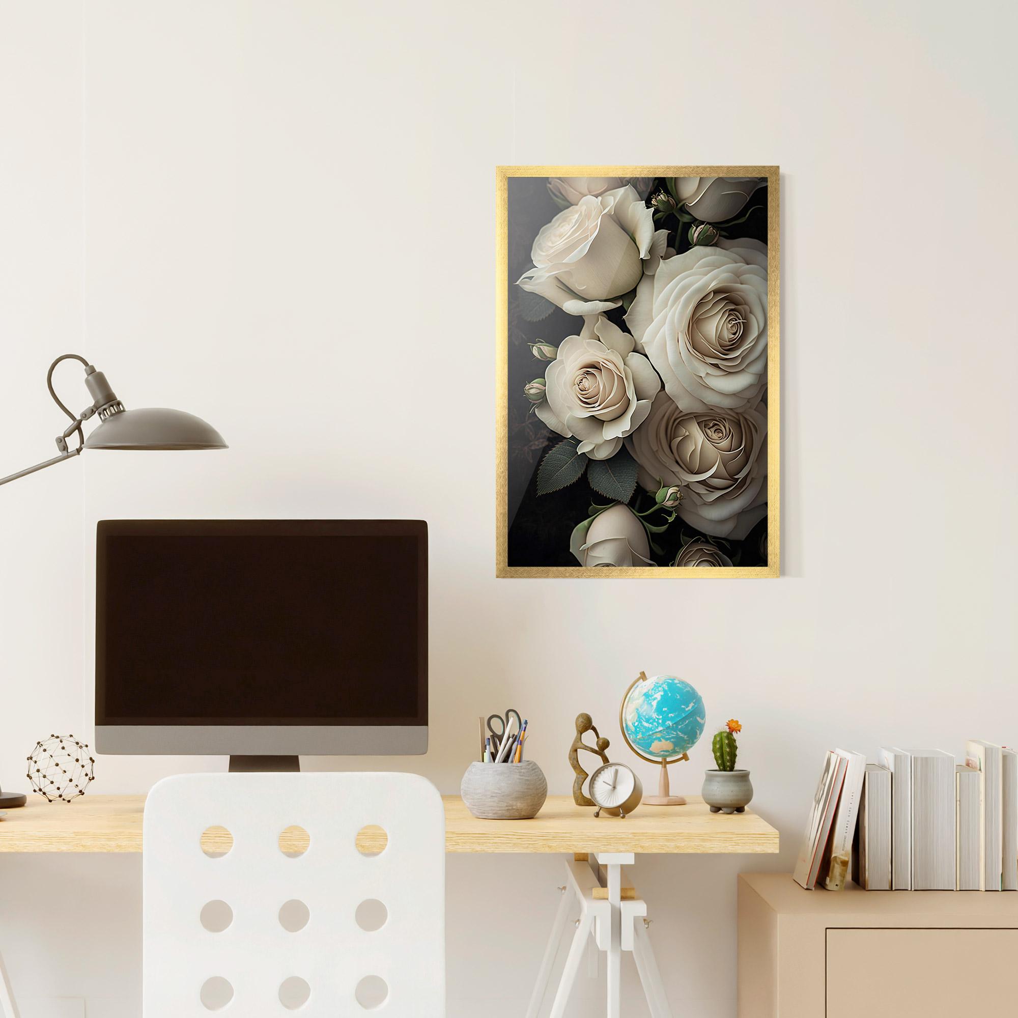 Gerahmte Poster Cream Roses Close Up mockup 6