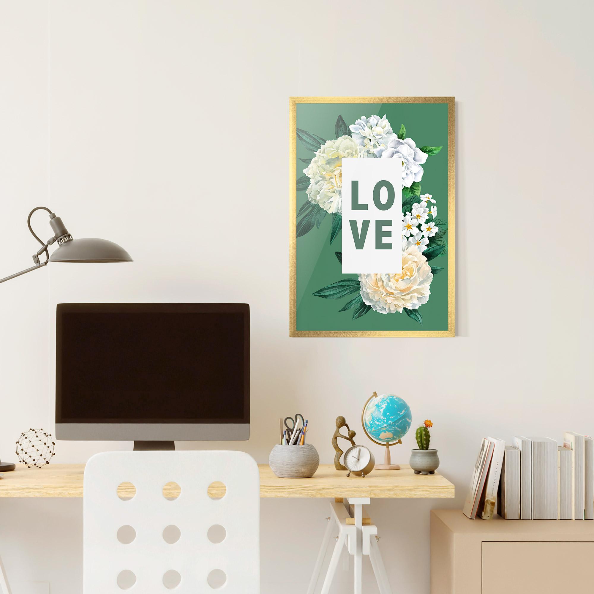 Gerahmte Poster Love Green Rose mockup 6
