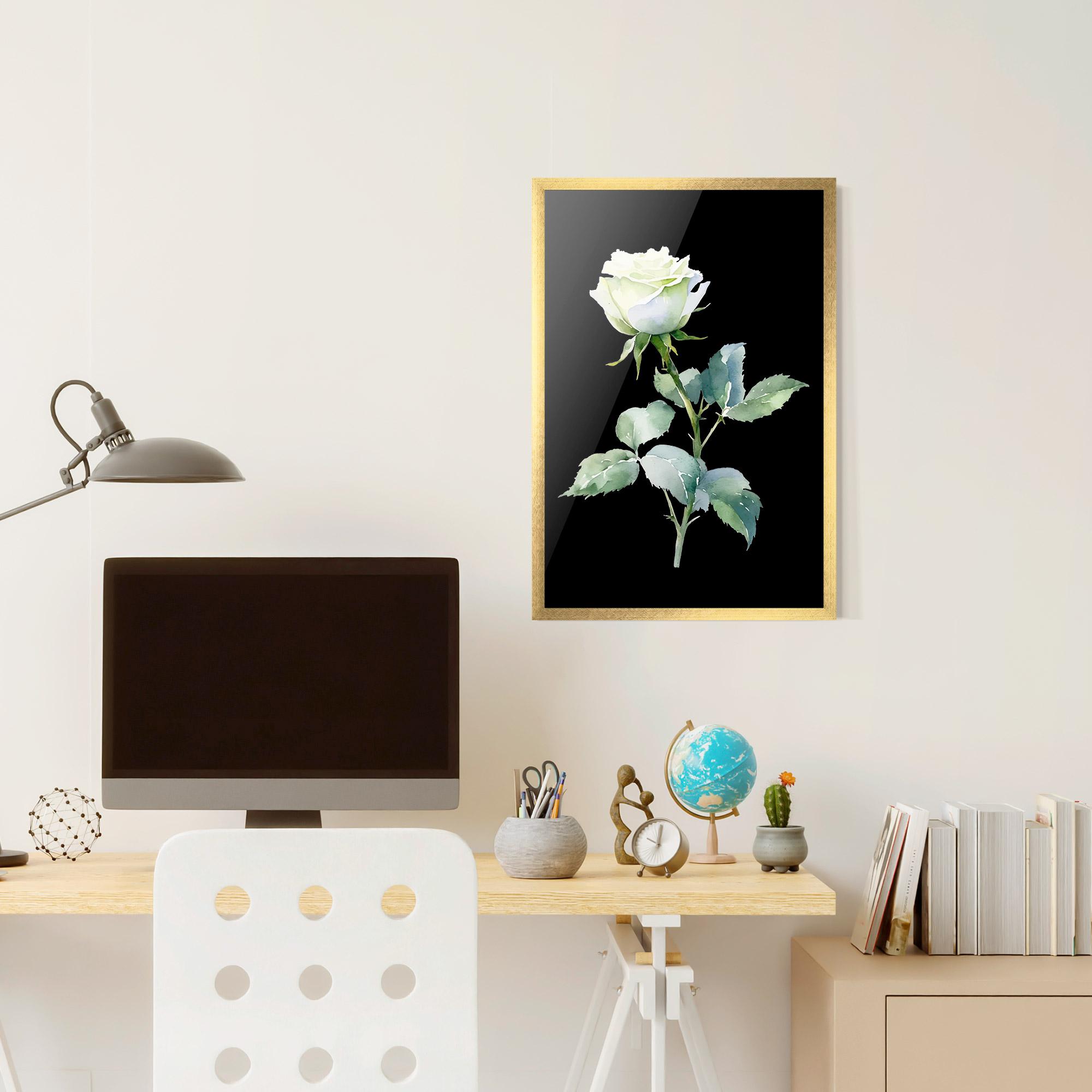 Gerahmte Poster White Rose mockup 6