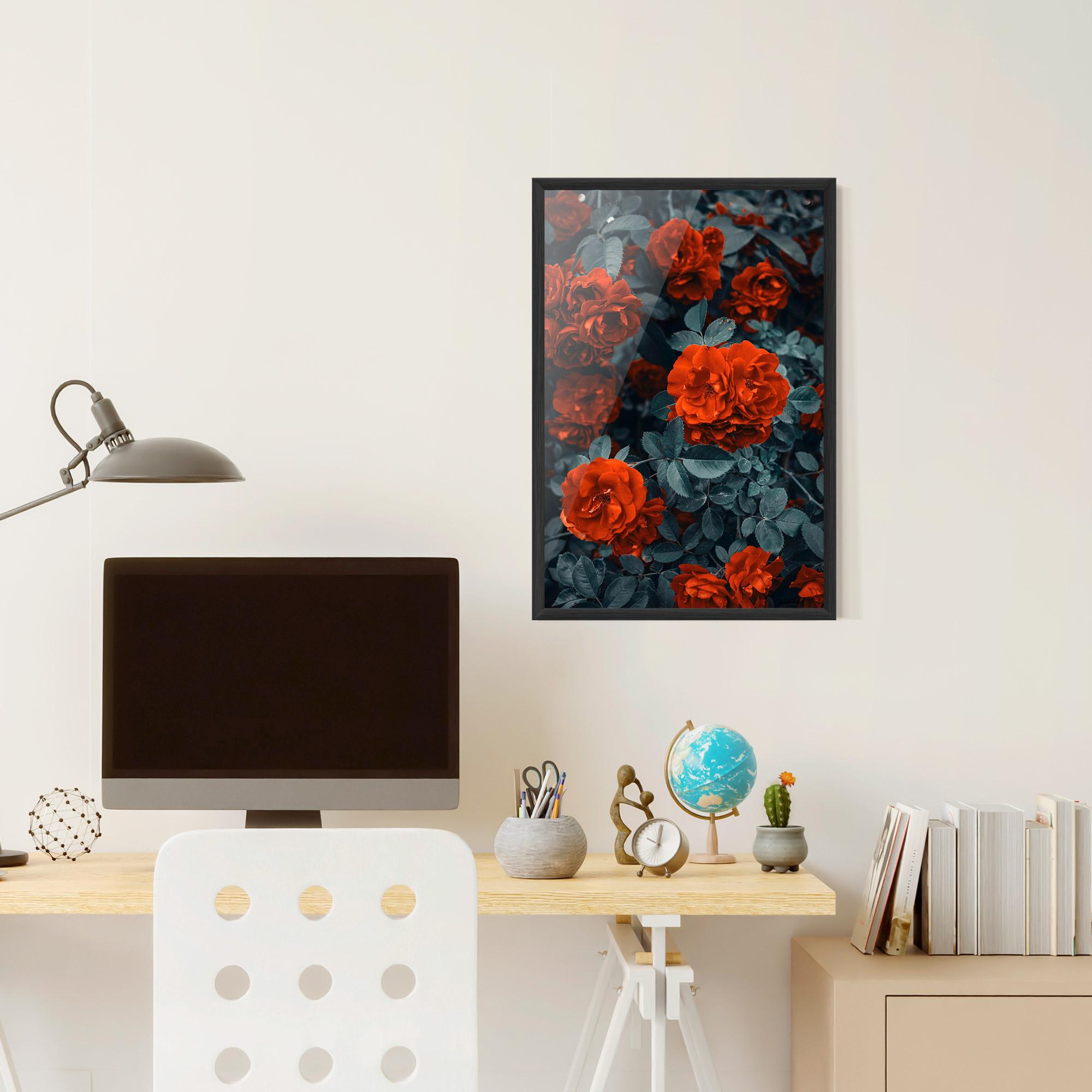 Gerahmte Poster Bright Red Rose mockup 6