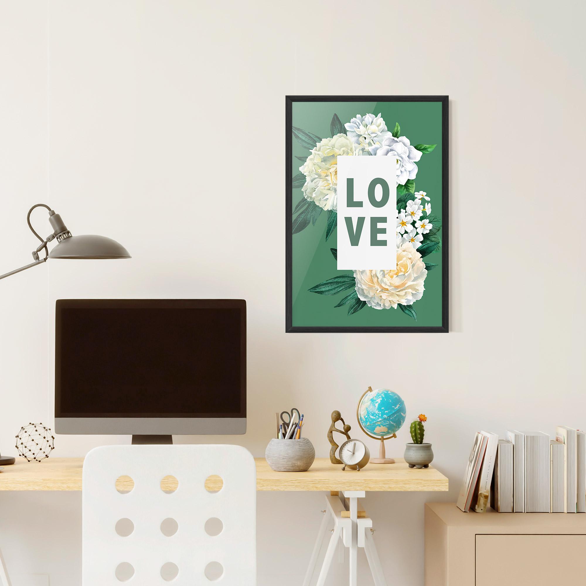 Gerahmte Poster Love Green Rose mockup 6
