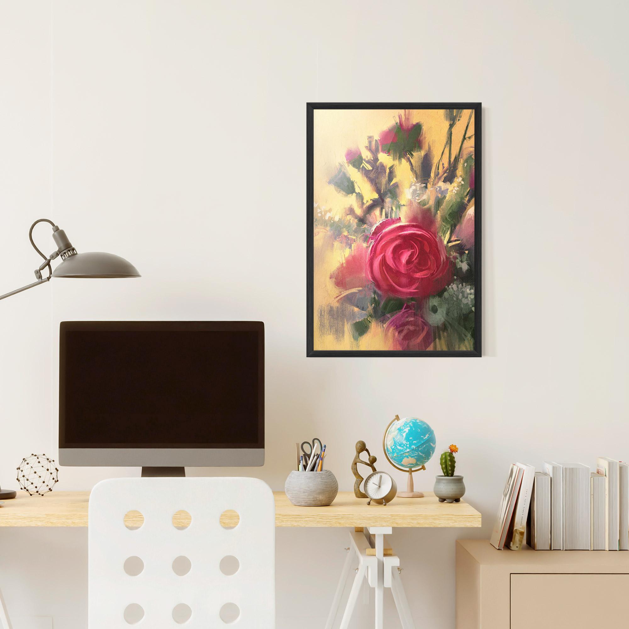 Gerahmte Poster Pink Rose Painting mockup 6