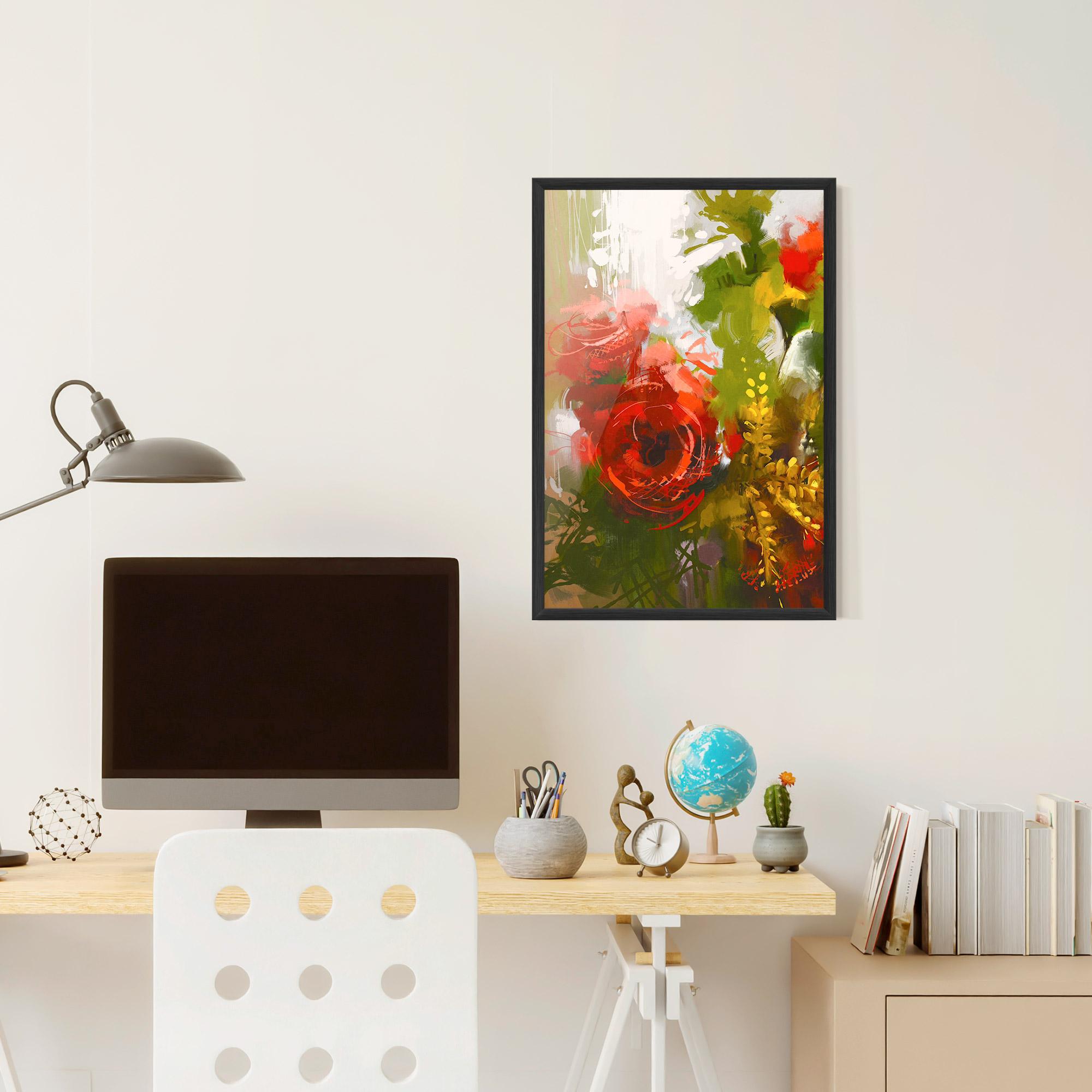 Gerahmte Poster Red Rose Painting mockup 6