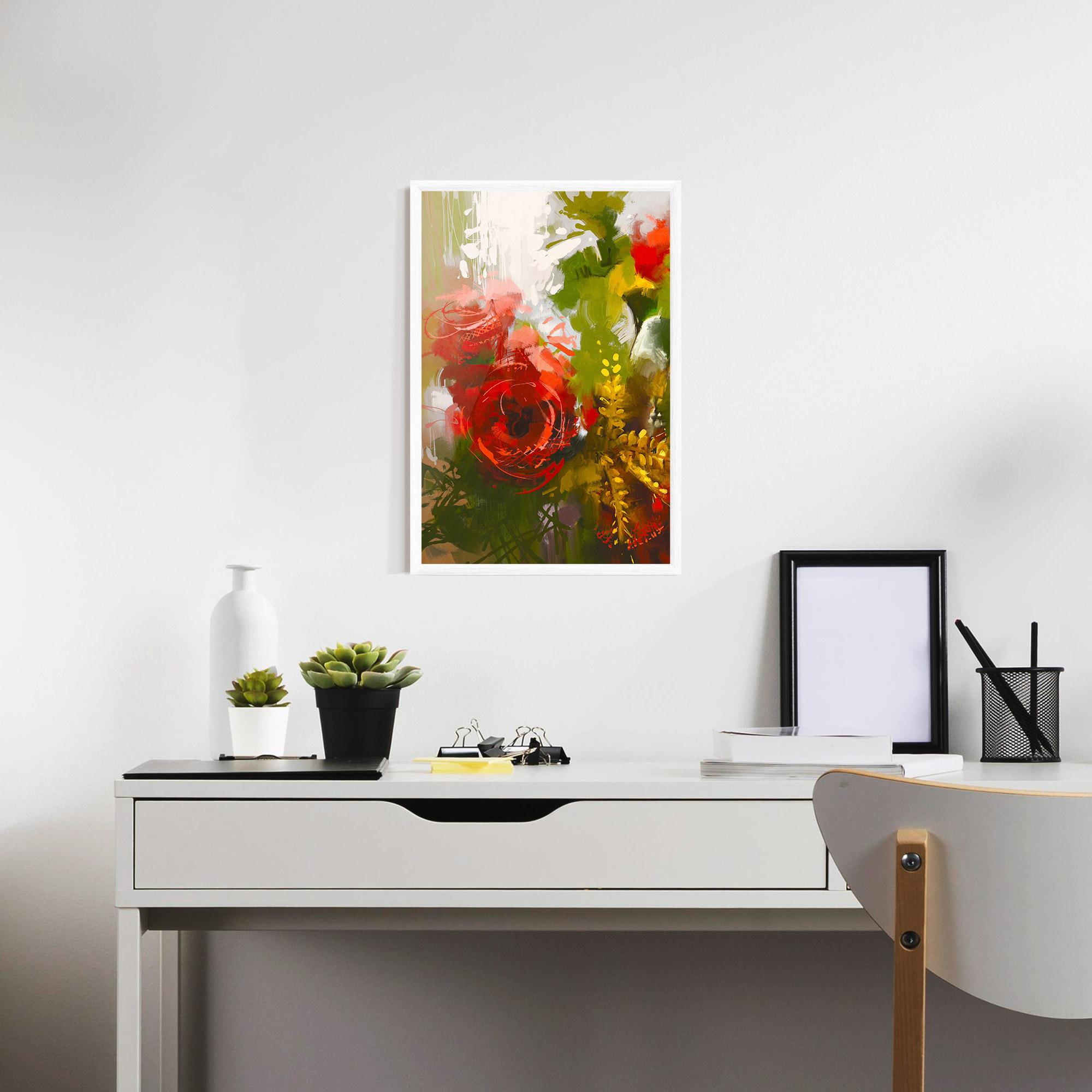Gerahmte Poster Red Rose Painting mockup 7