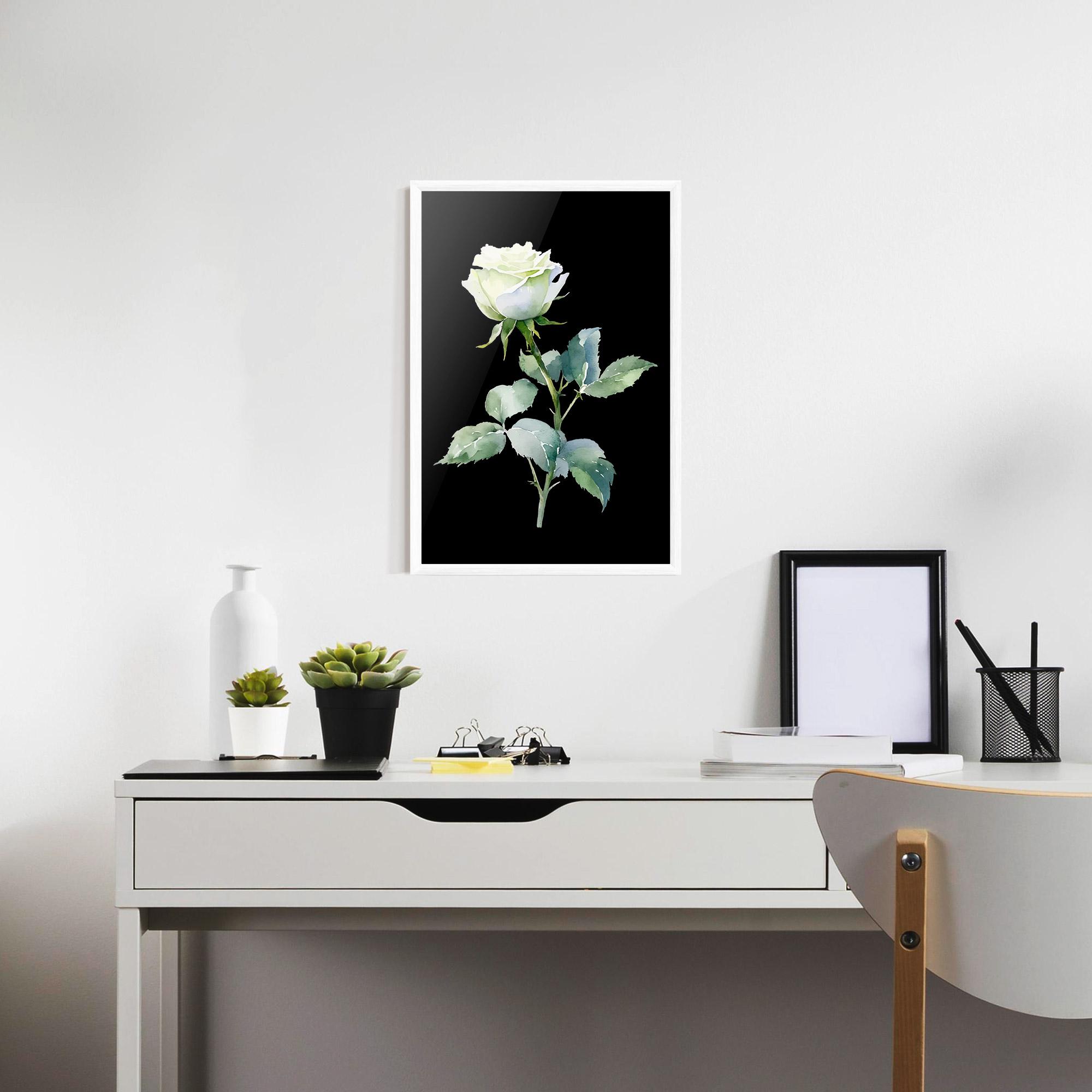 Gerahmte Poster White Rose mockup 7