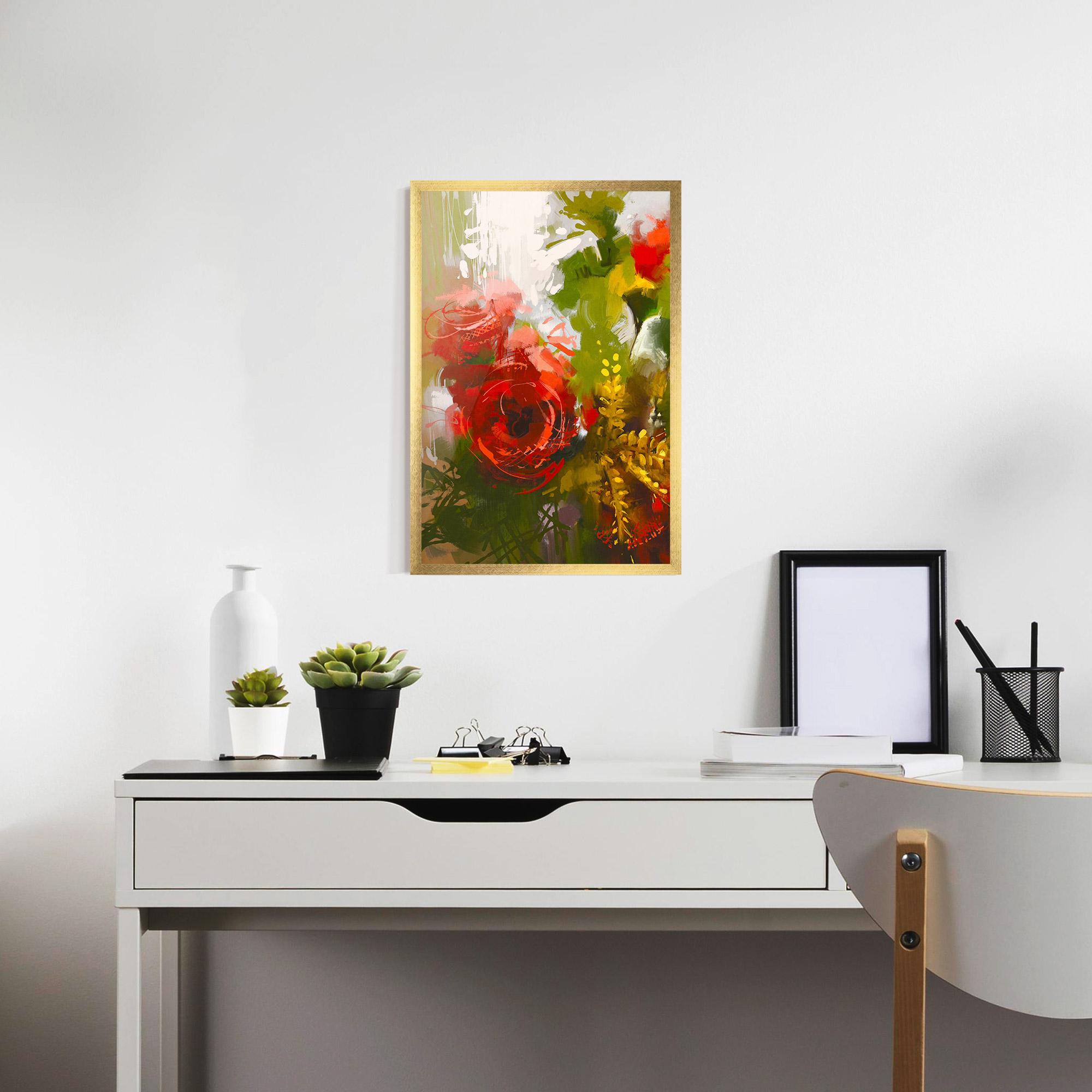 Gerahmte Poster Red Rose Painting mockup 7