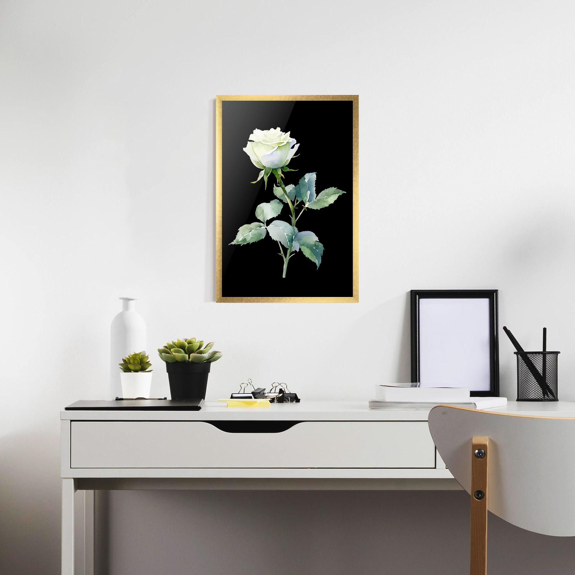 Gerahmte Poster White Rose mockup 7