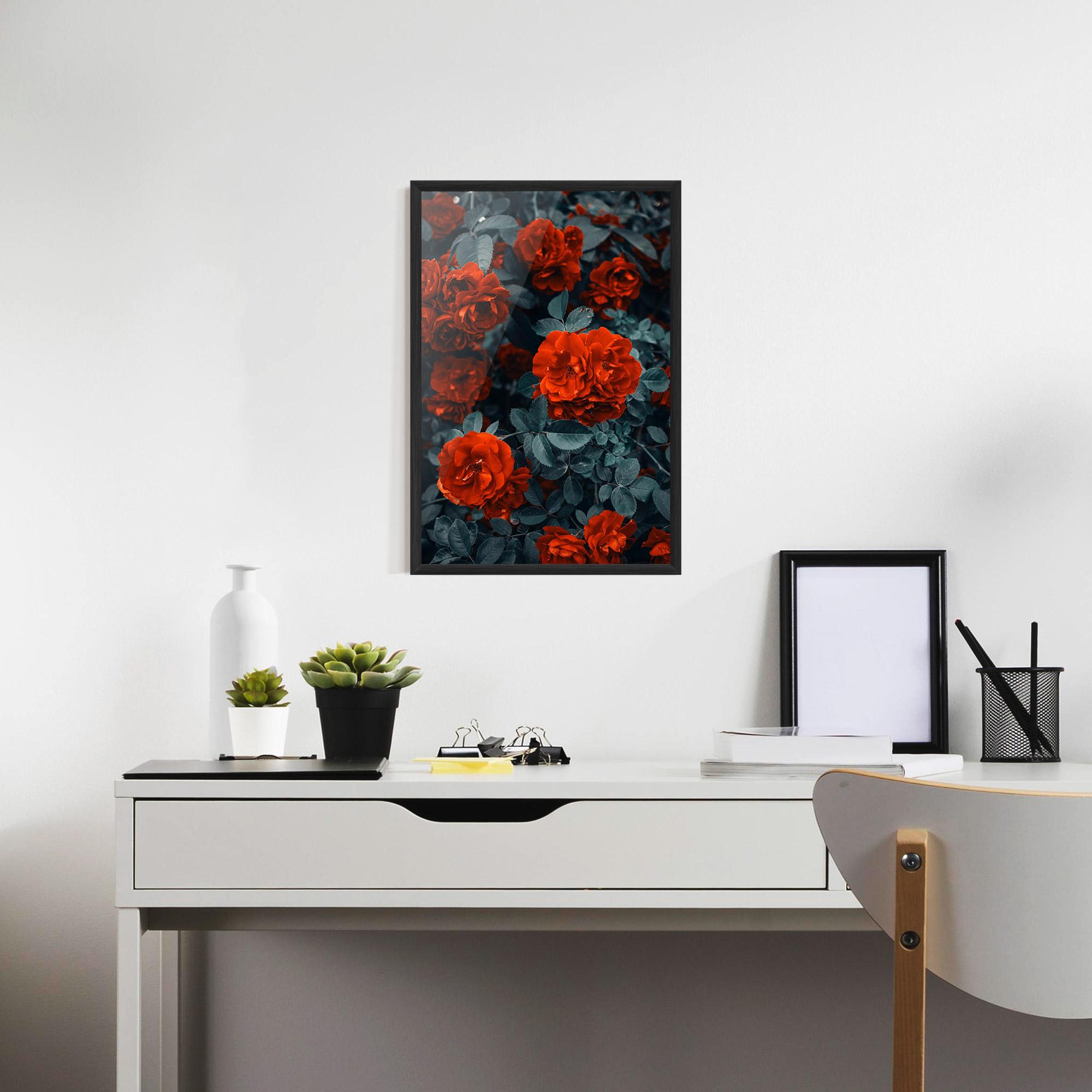 Gerahmte Poster Bright Red Rose mockup 7