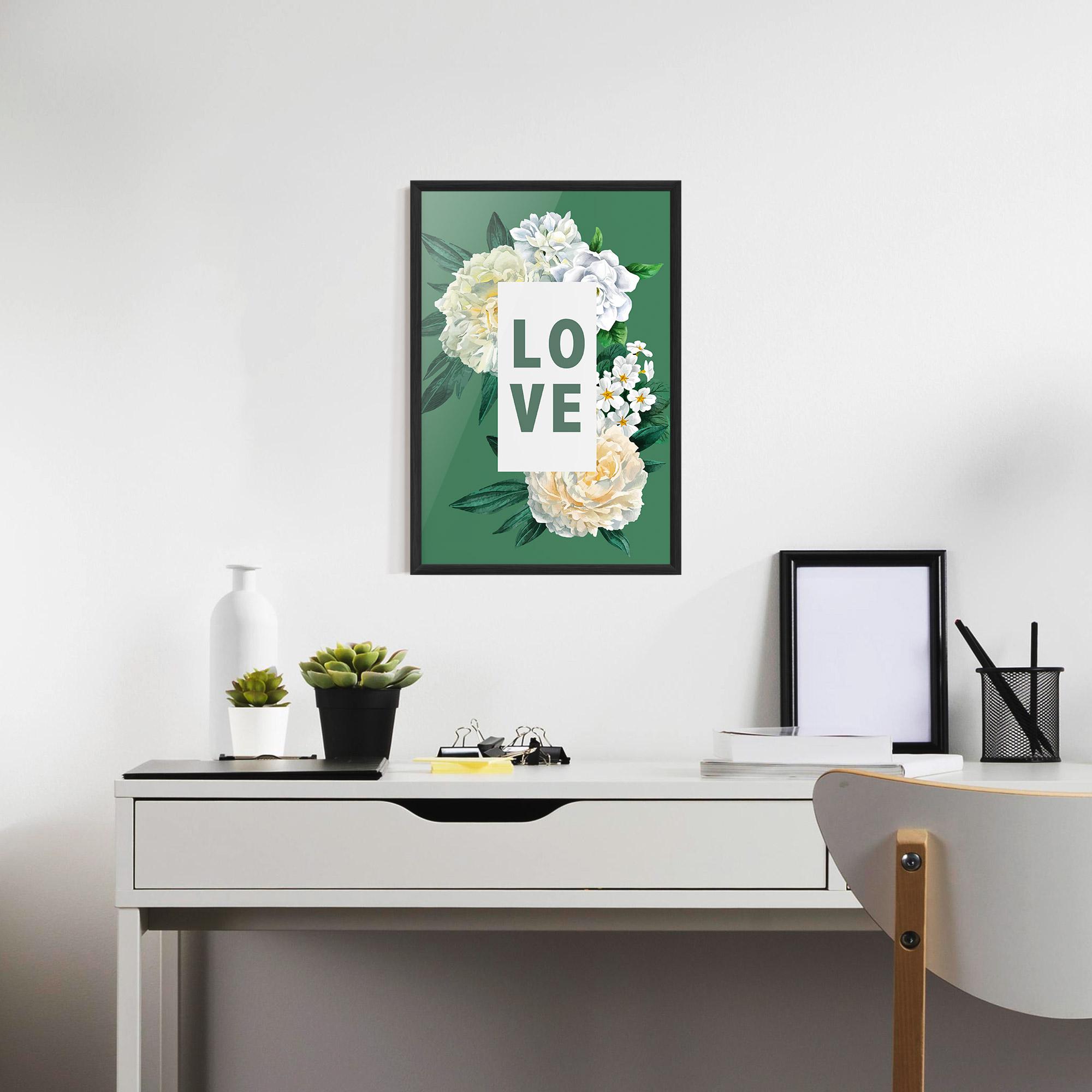 Gerahmte Poster Love Green Rose mockup 7