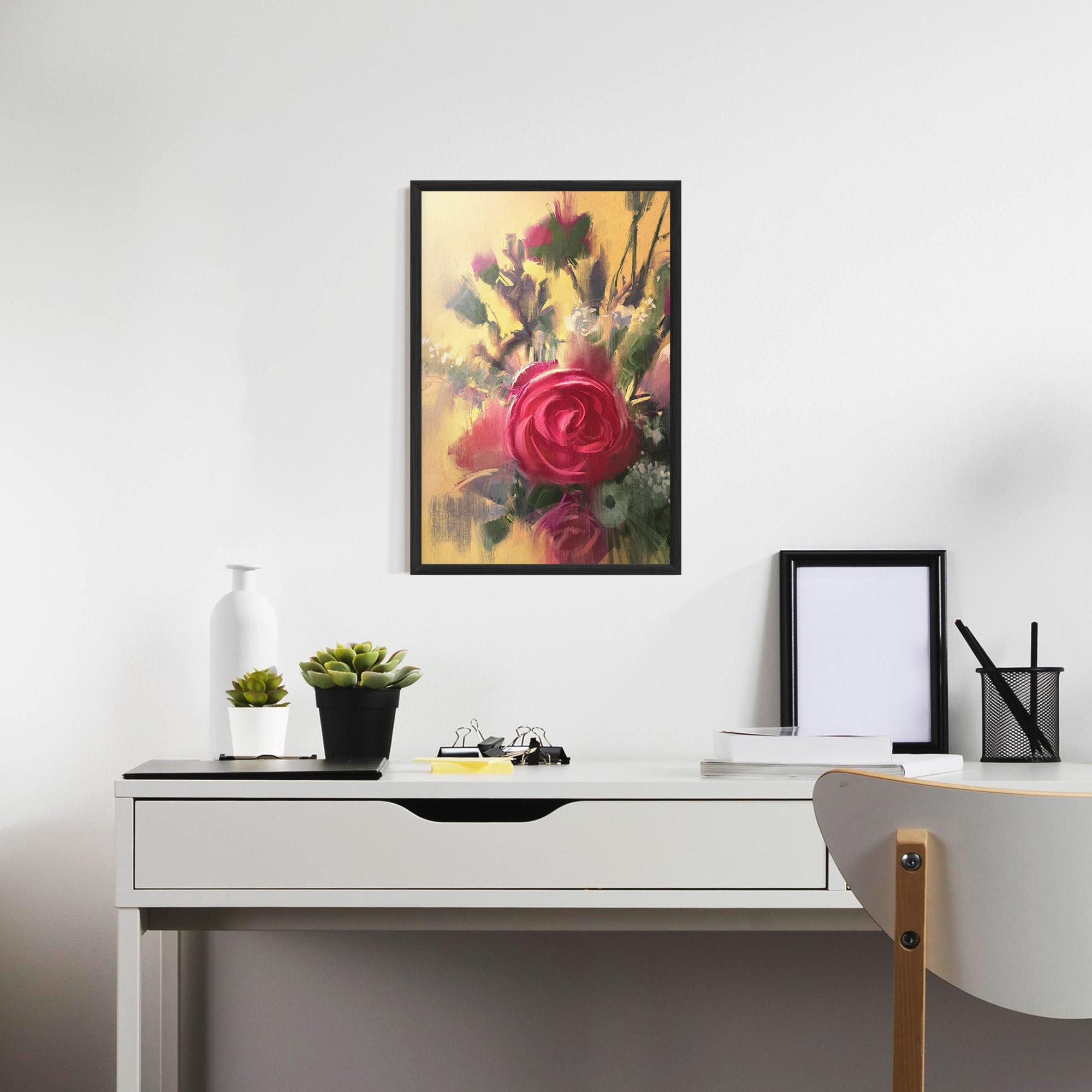 Gerahmte Poster Pink Rose Painting mockup 7