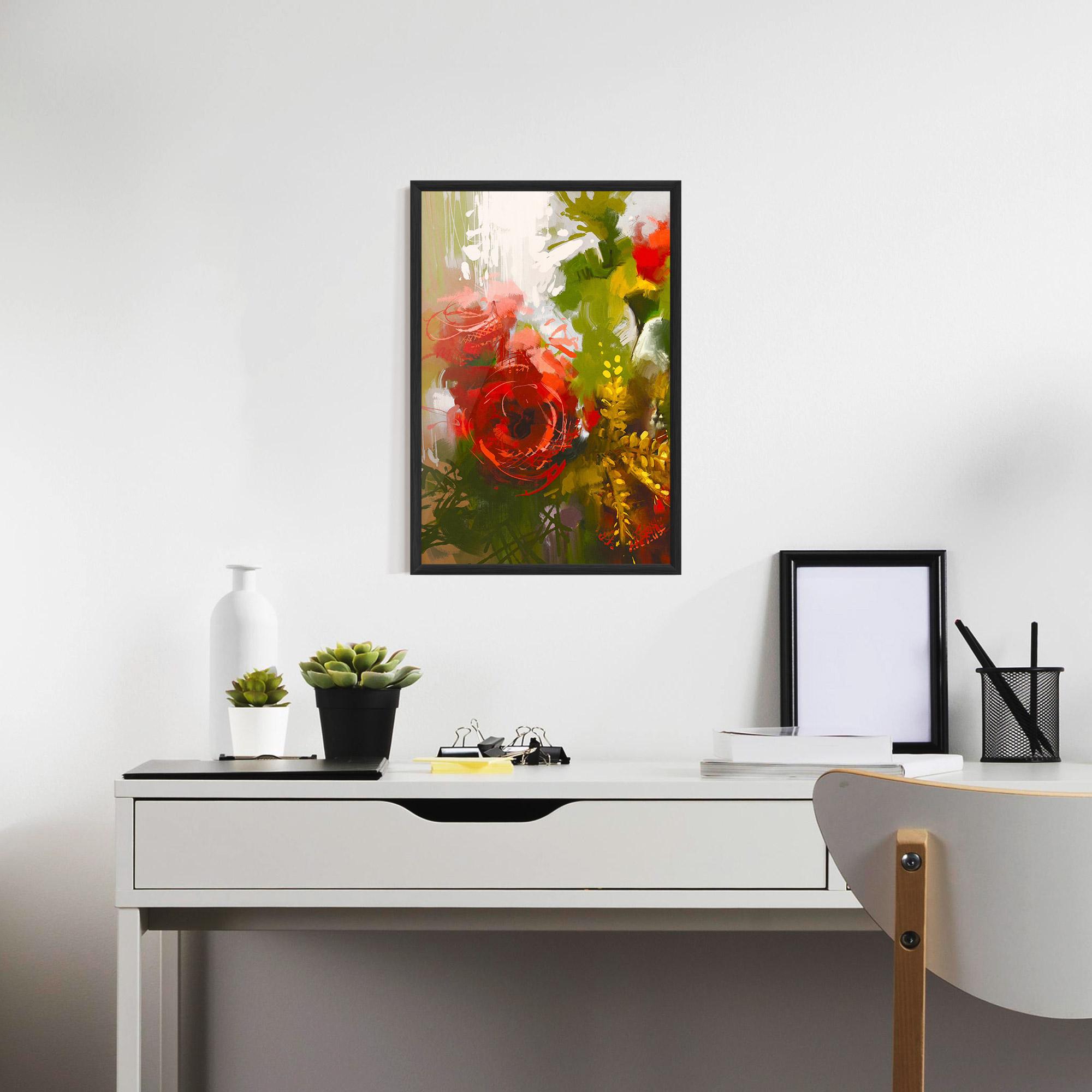 Gerahmte Poster Red Rose Painting mockup 7