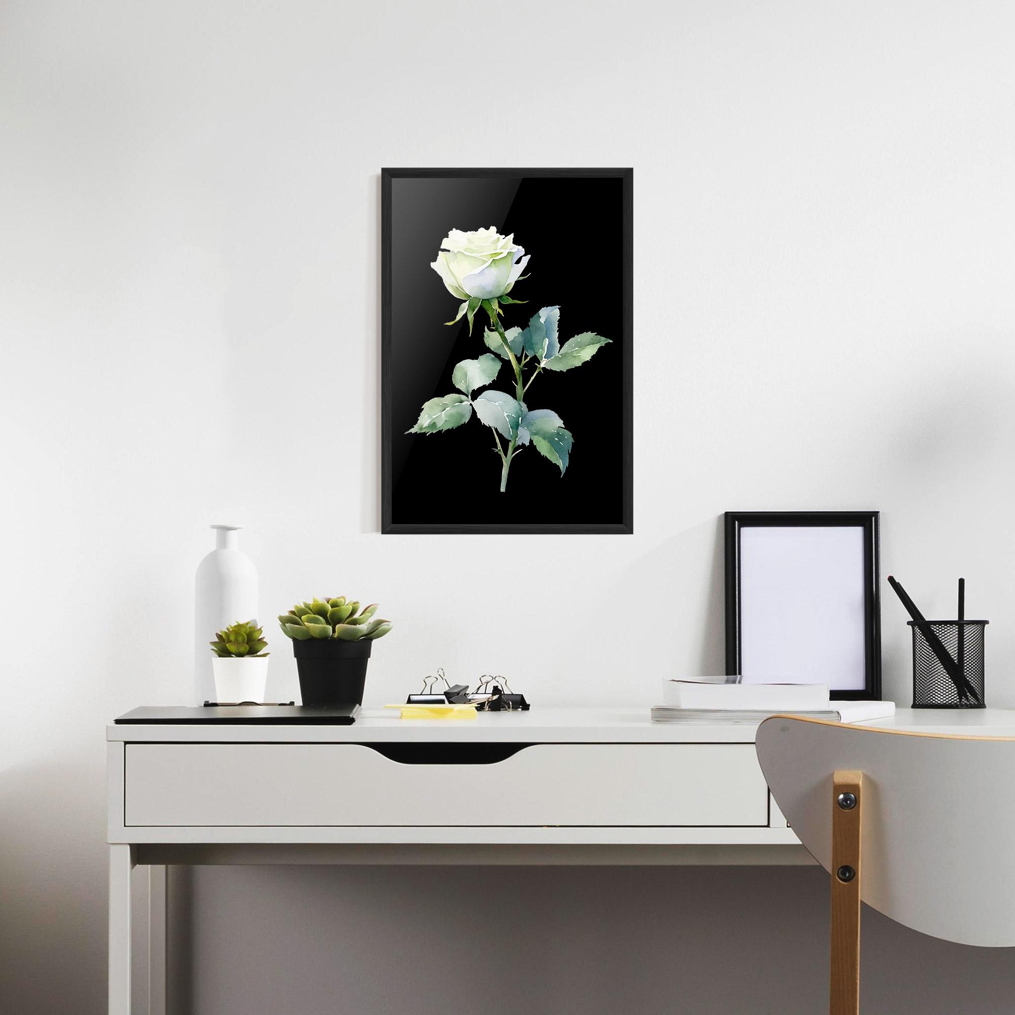 Gerahmte Poster White Rose mockup 7