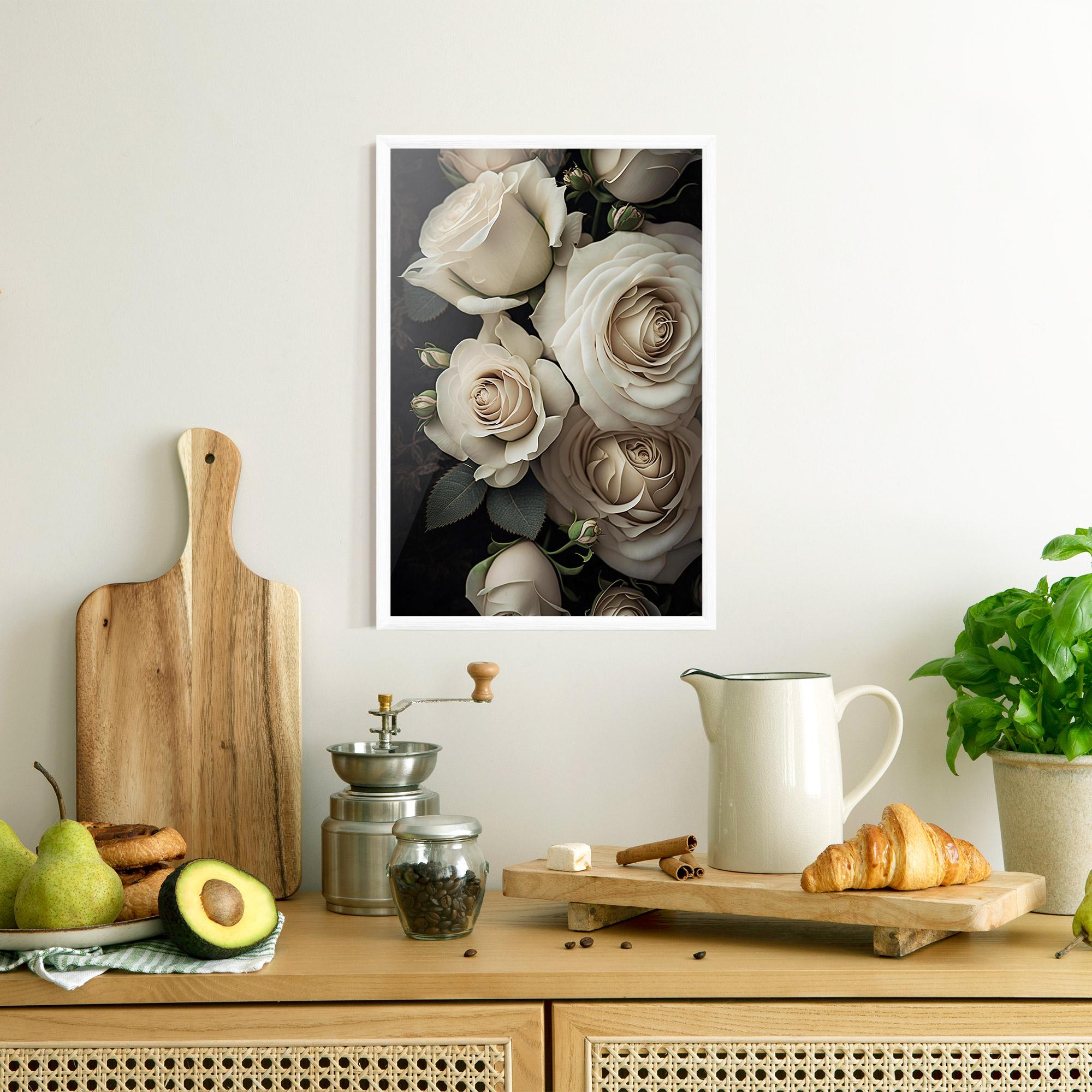 Gerahmte Poster Cream Roses Close Up mockup 8
