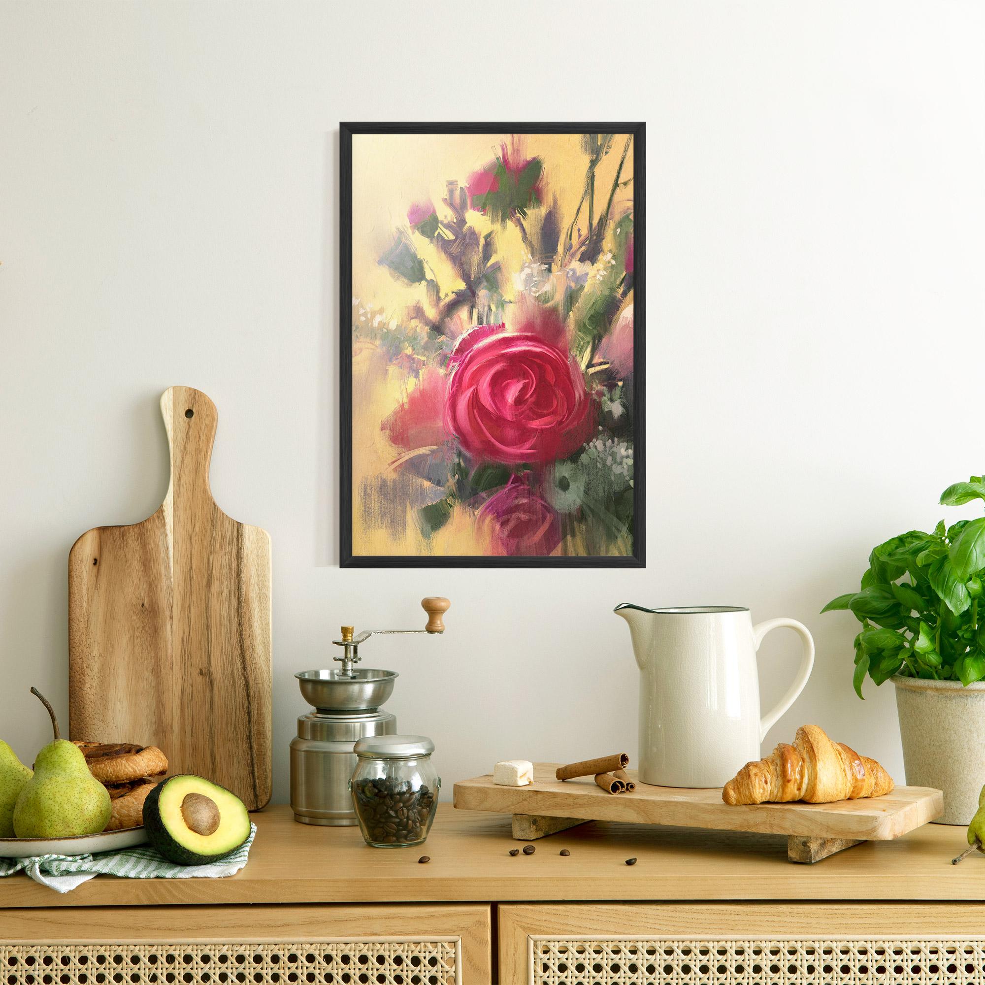 Gerahmte Poster Pink Rose Painting mockup 8